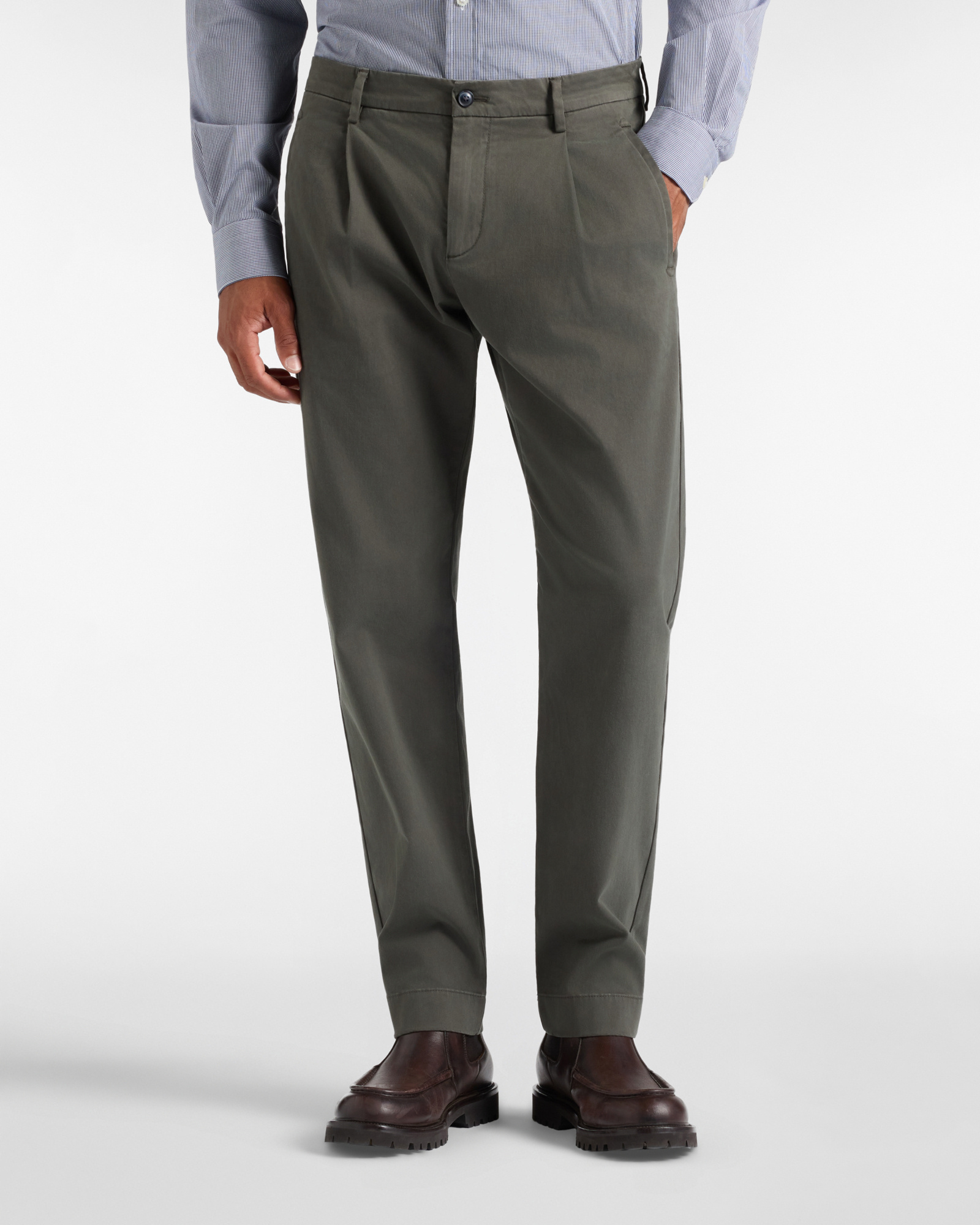 Pantalone Chino Uomo in cotone stretch verde D-Fit