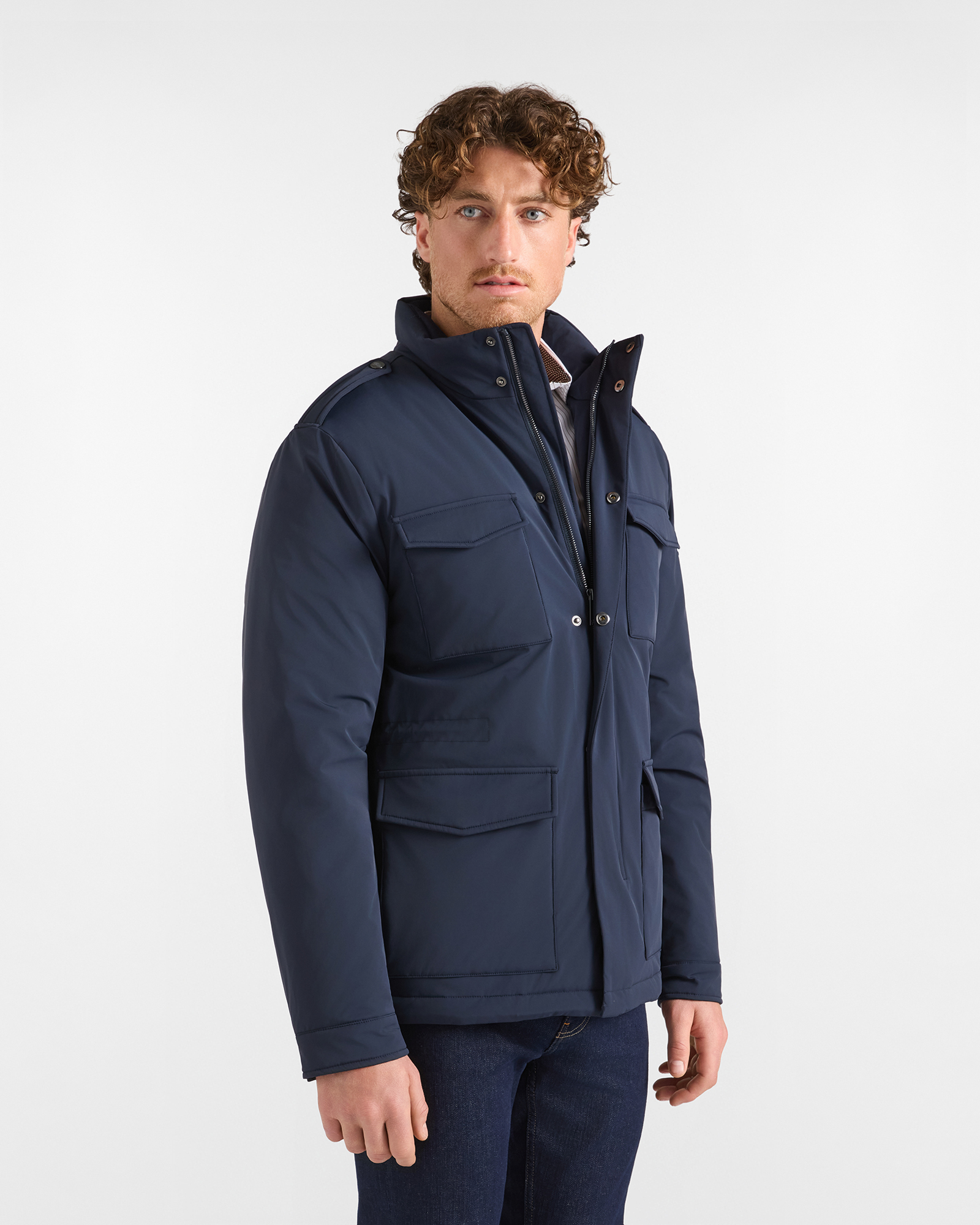 Giubbino HBJ Uomo con collo standup, imbottito in blu scuro