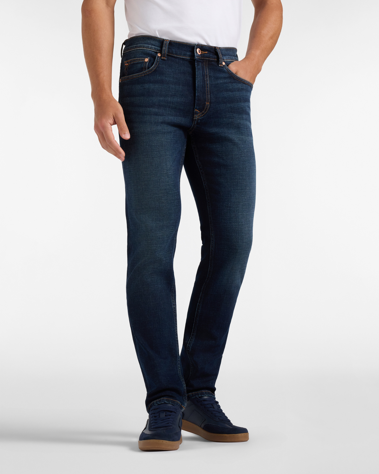 Pantalone jeans 5 tasche Uomo in denim blu Narrow Fit
