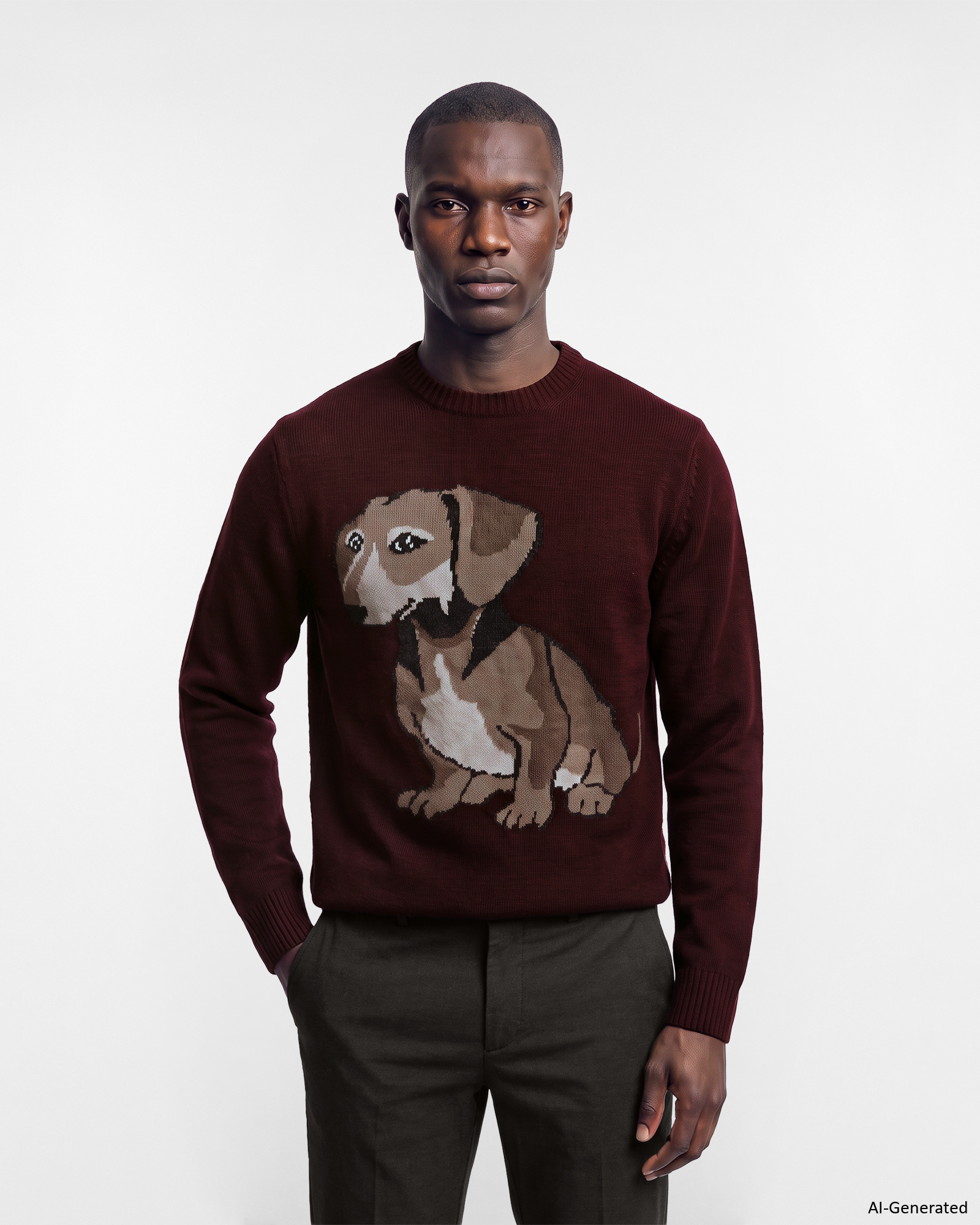 Pullover Uomo in misto lana e cashmere rosso Regular Fit Made in Italy