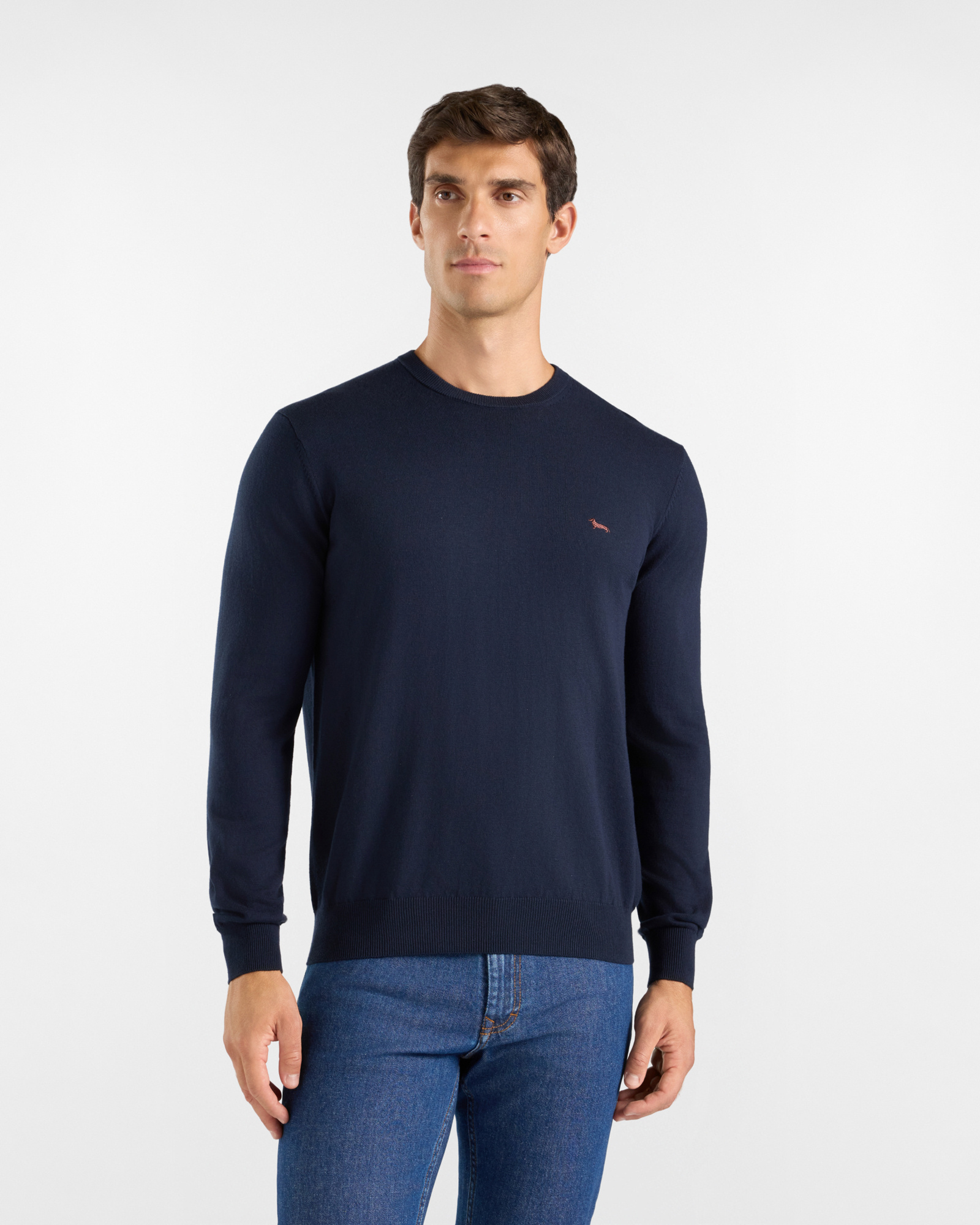 Maglia Uomo in misto lana e cotone blu Regular Fit