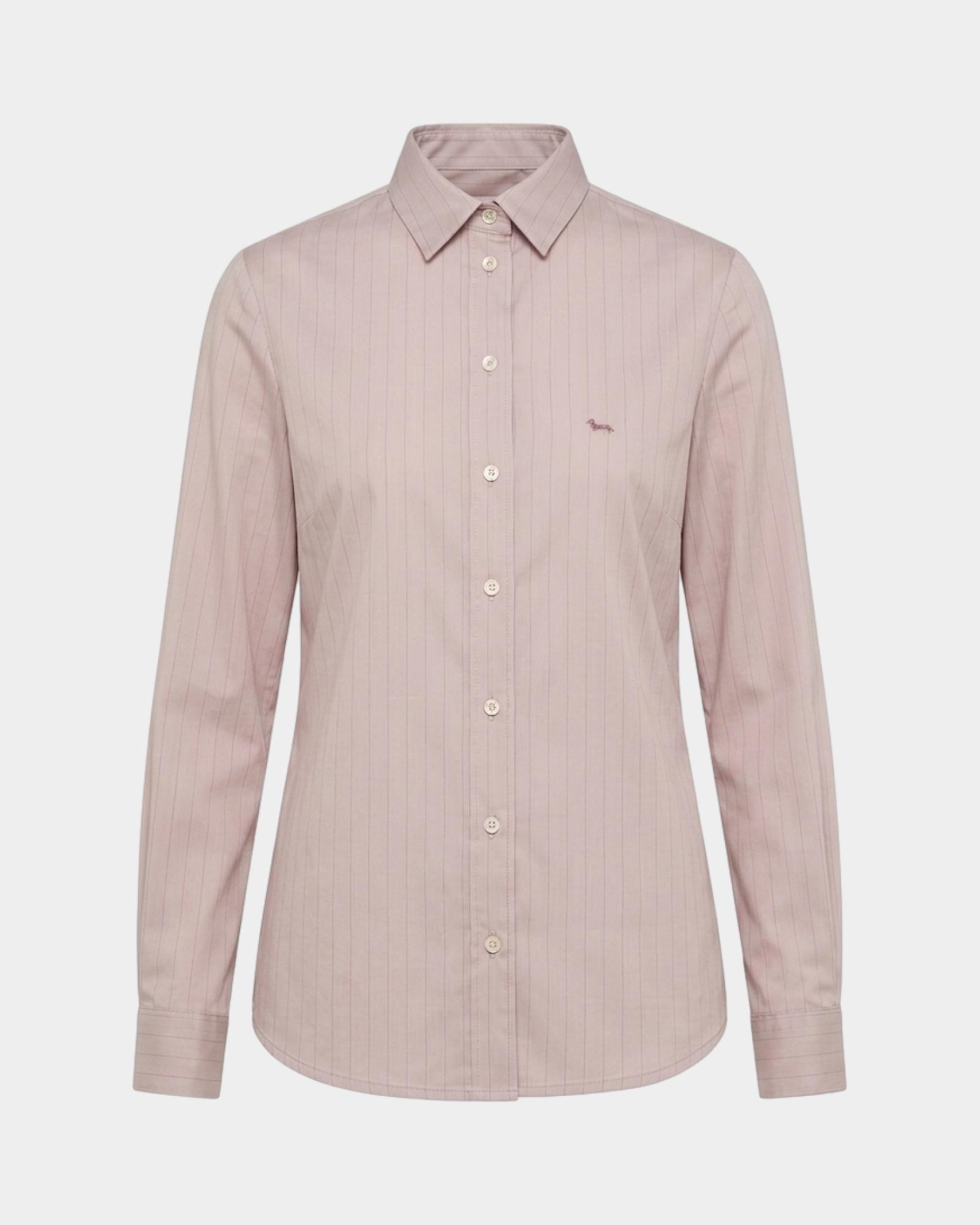 Camicia Donna tessuto fluido gessato sabbia, BEIGE, large