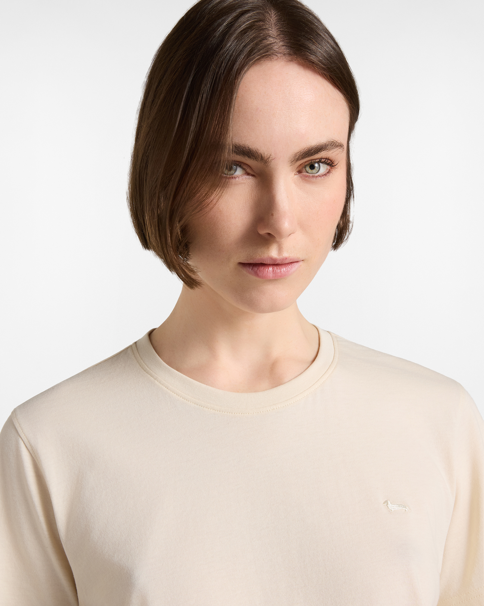 T-shirt Donna girocollo in 100% puro cotone, BEIGE, large
