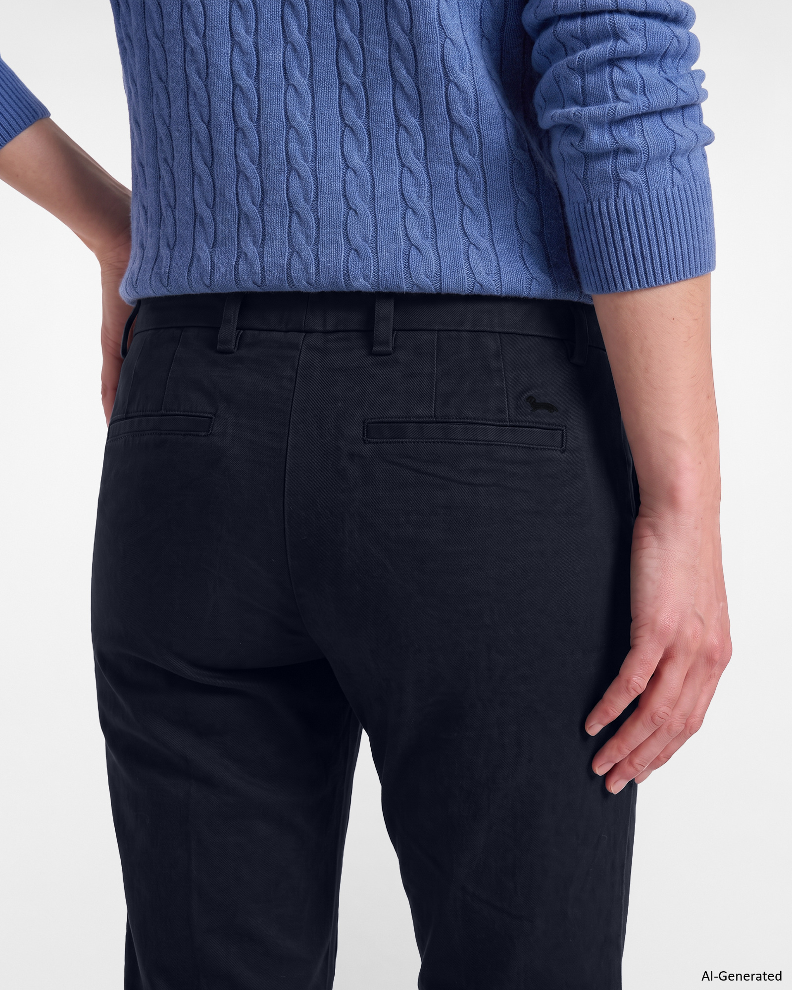 Pantalone Donna in cotone stretch Slim Fit, BLU NAVY, large