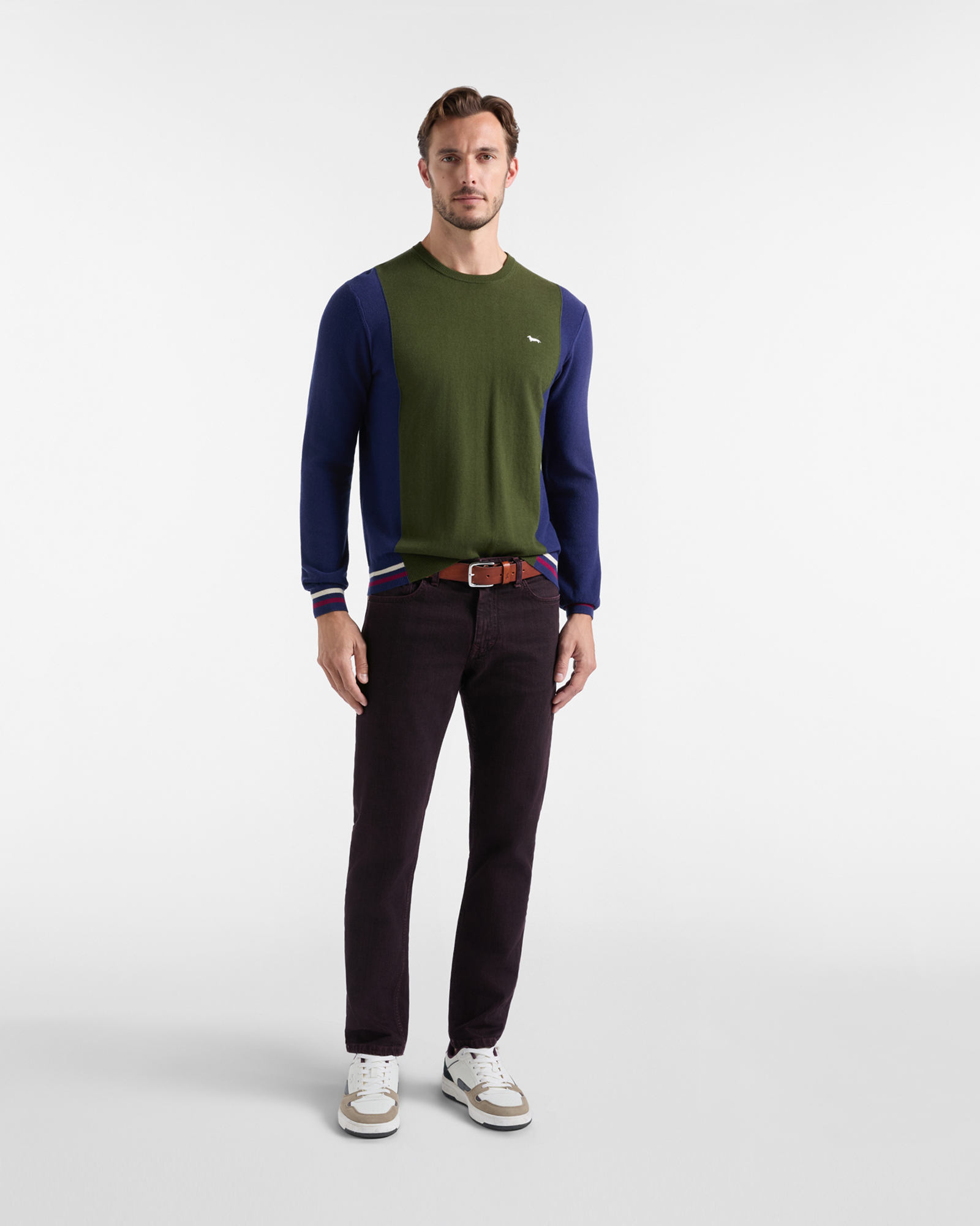 Maglia Uomo in misto lana e cotone Regular Fit Made in Italy, VERDE SPORT, large