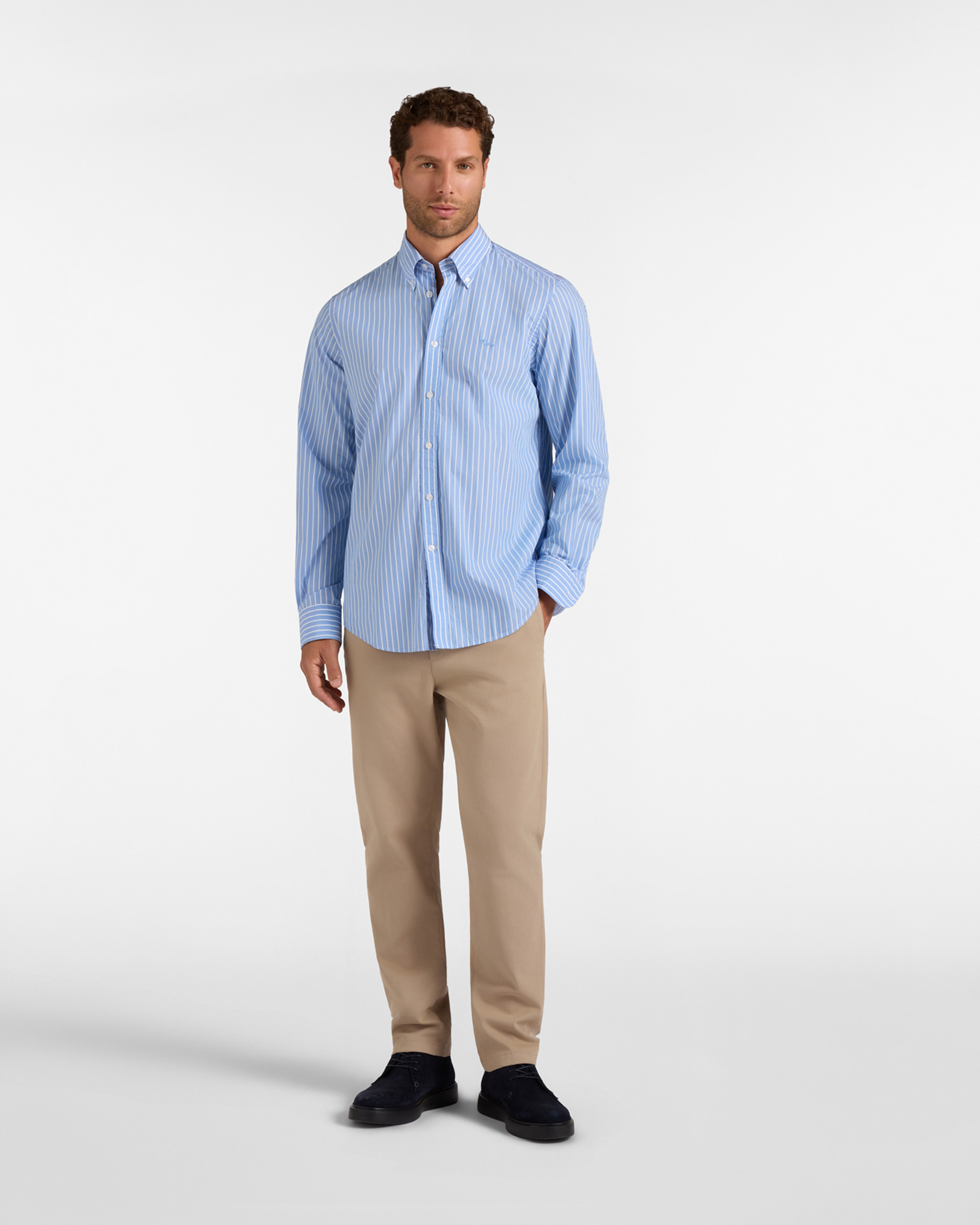 Camicia Uomo riga larga tinto filo Regular Fit rosso, SKY, large
