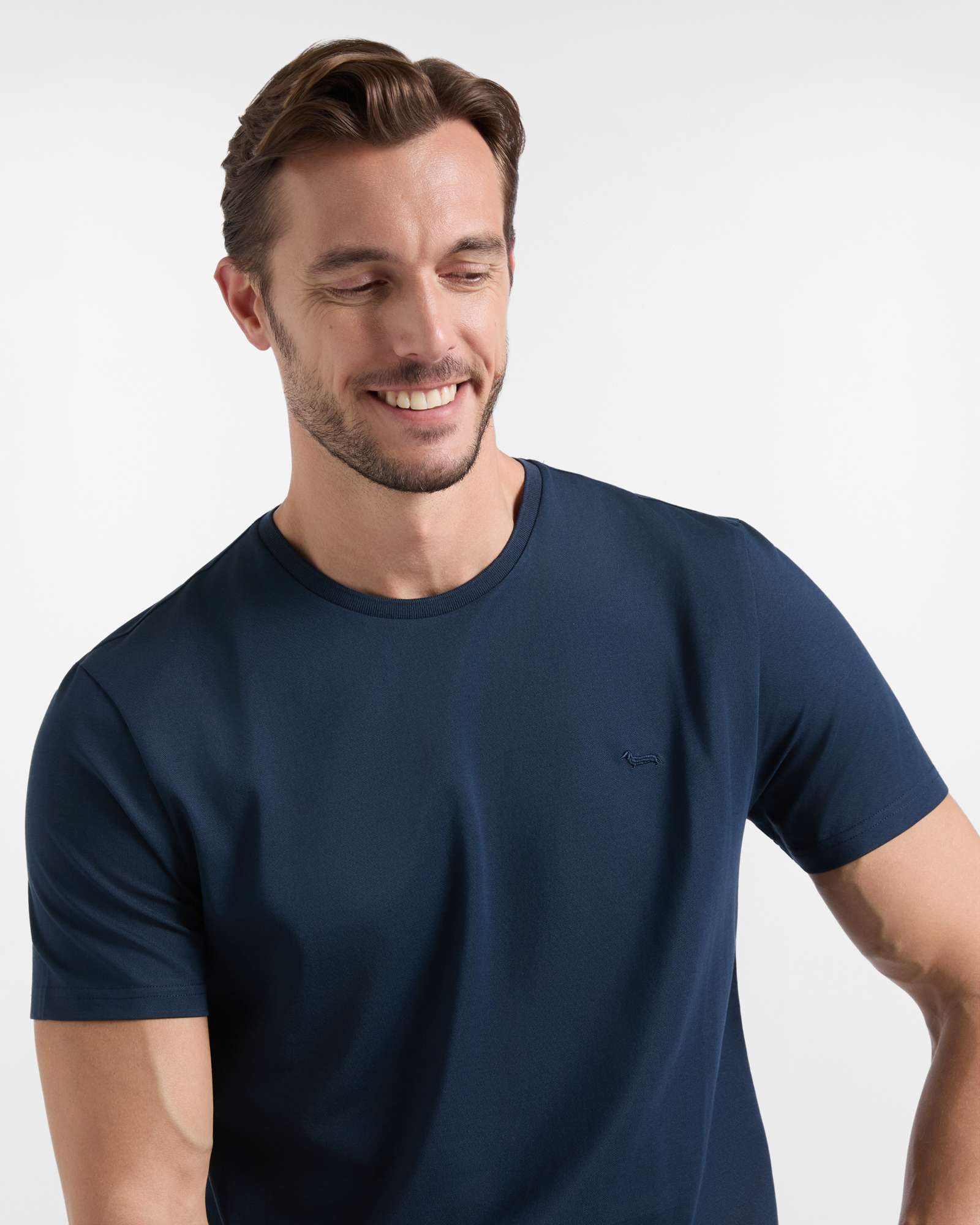 T-shirt Uomo in misto cotone e seta Regular Fit, BLU NAVY, large