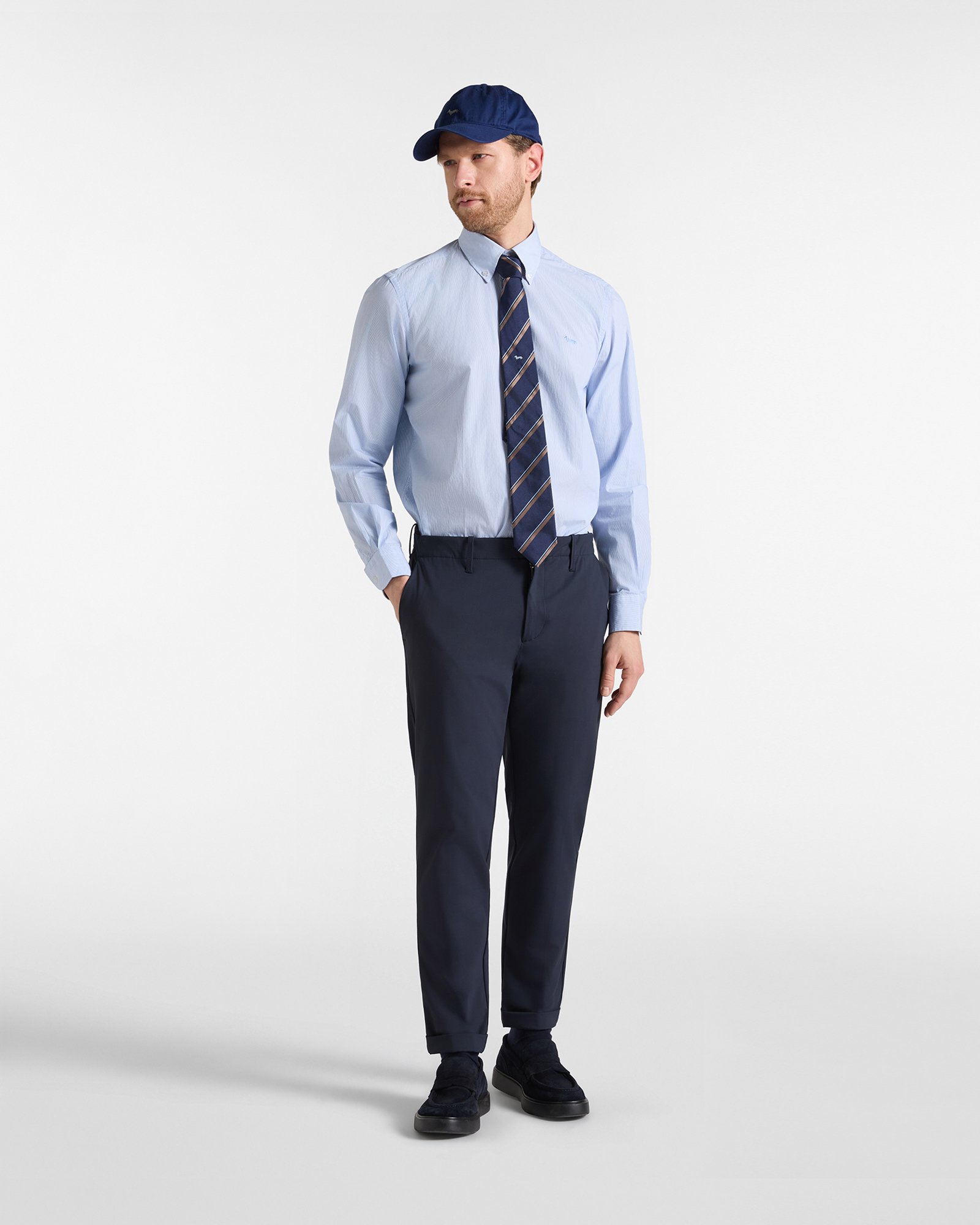 Pantalone Chino Uomo in nylon stretch D-Fit, BLU MARINE, large