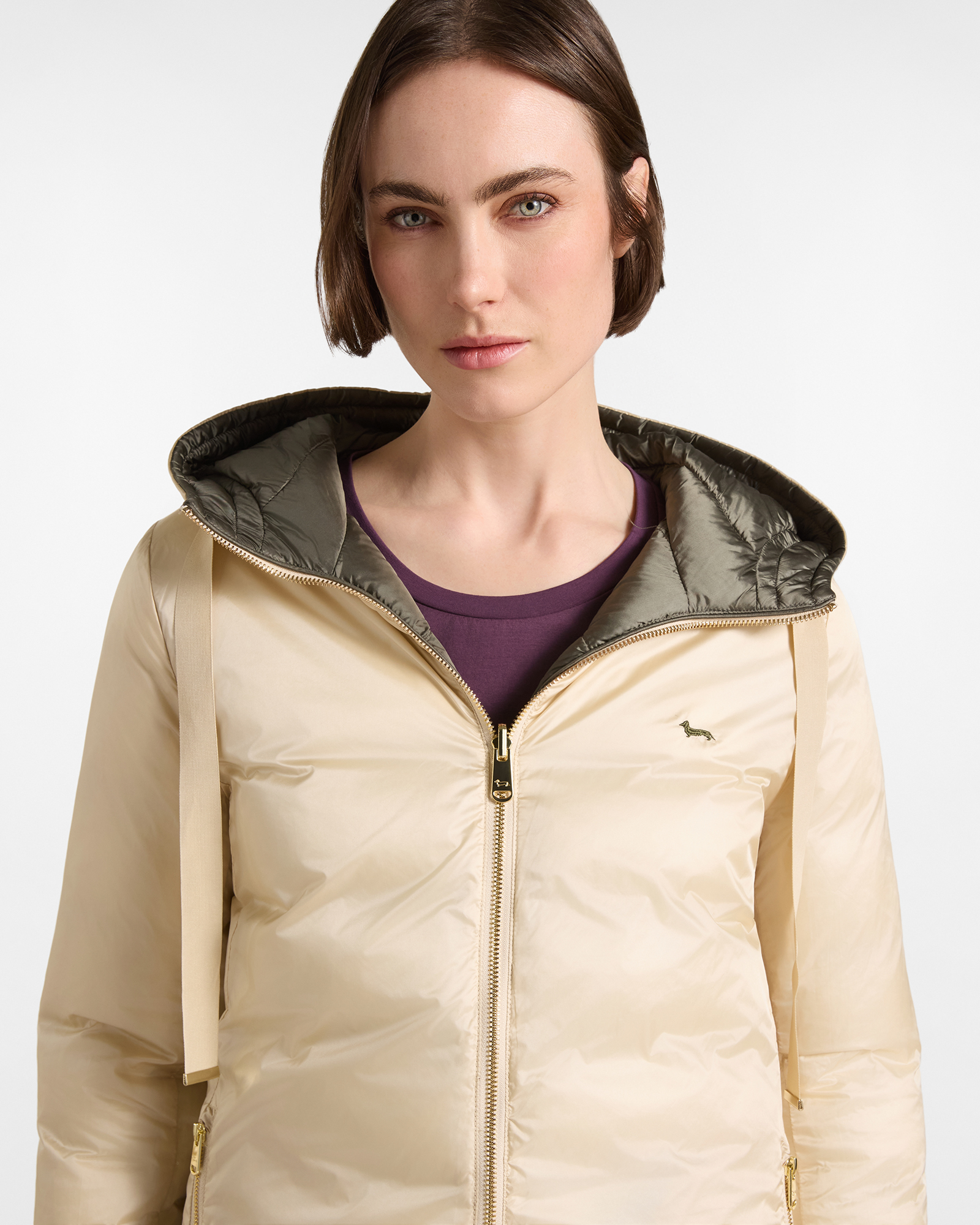 Giubbino Donna Imbottito Reversibile Bicolor, VERDE PETROLIO, large