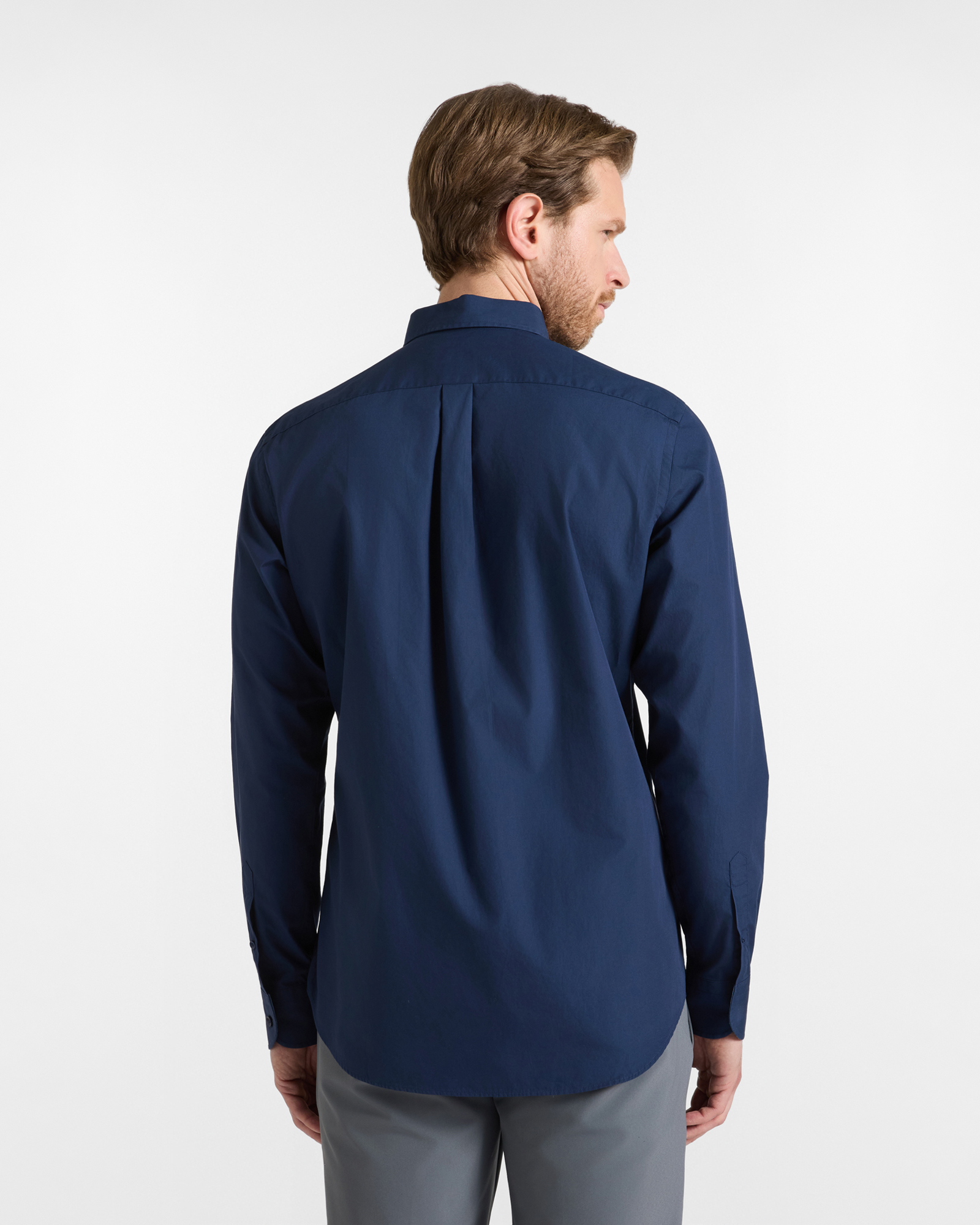 Camicia Uomo popeline peach con denim Regular Fit blu, BLU SCURO, large