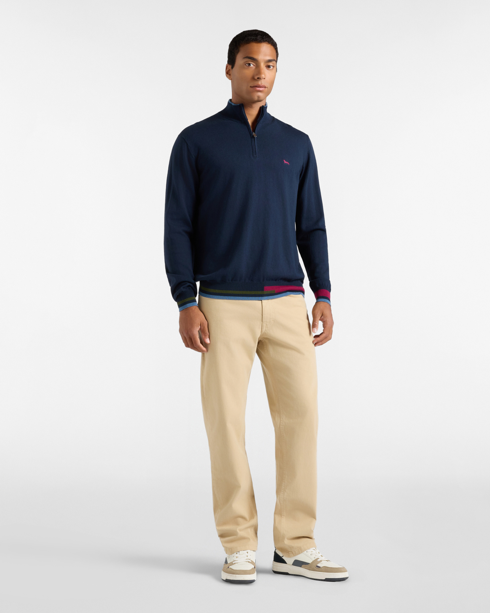 Pantalone uomo 5 tasche in cotone stretch  Regular Fit, BEIGE, large