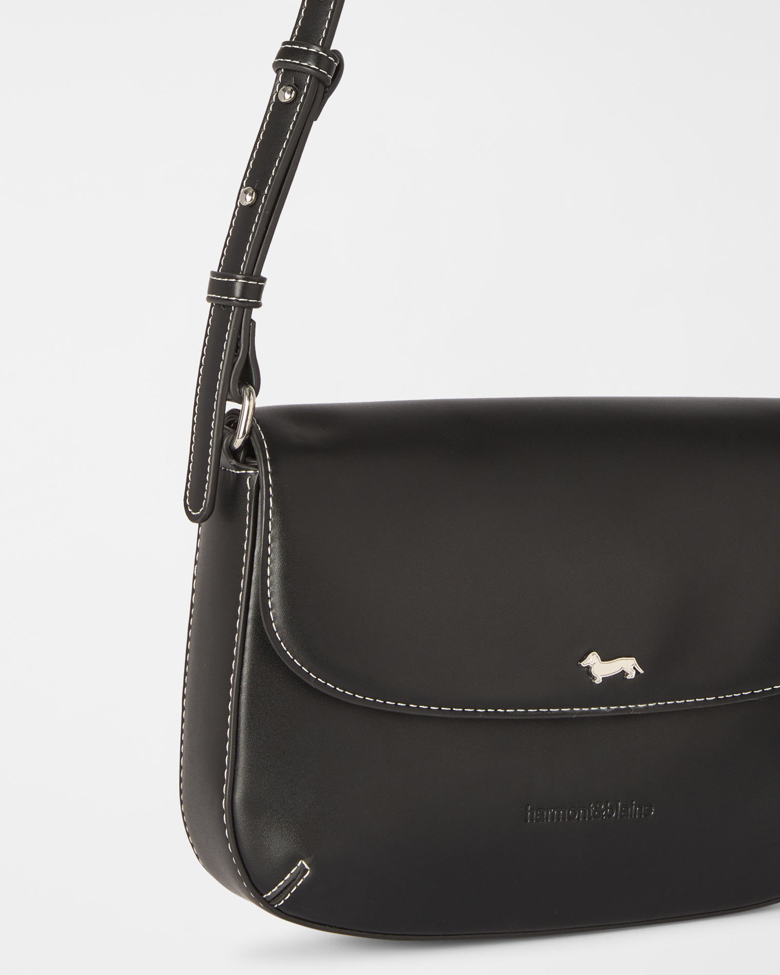 Borsa a tracolla con pattina Donna, NERO, large