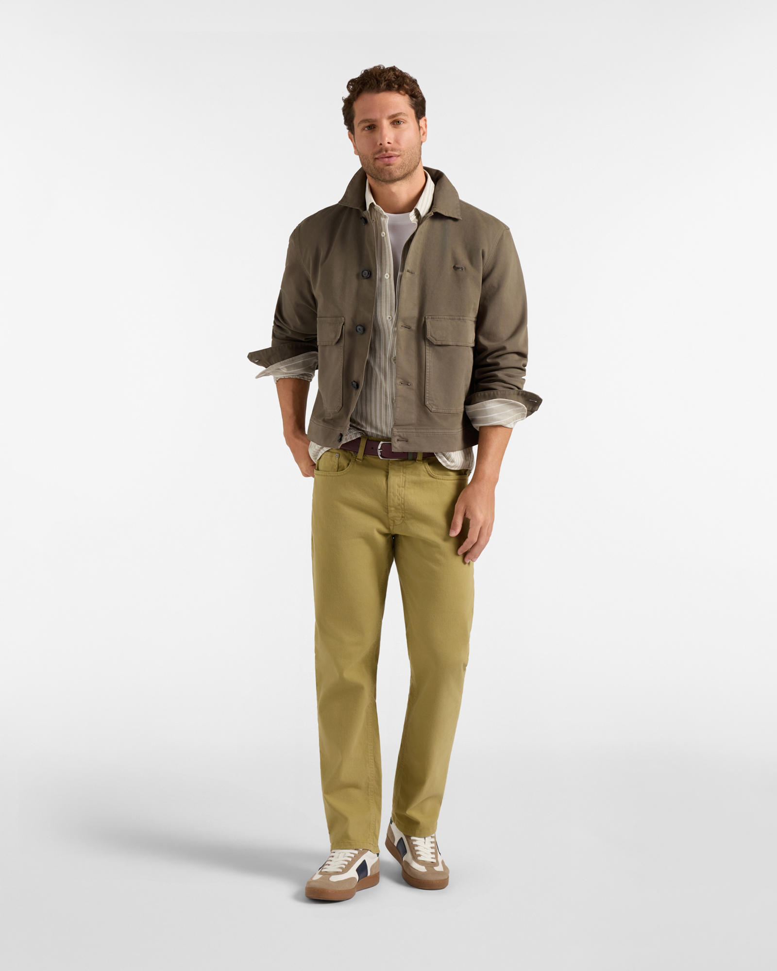 Giubbino da uomo in cotone cavalry  con tasche a patta, VERDE PETROLIO, large