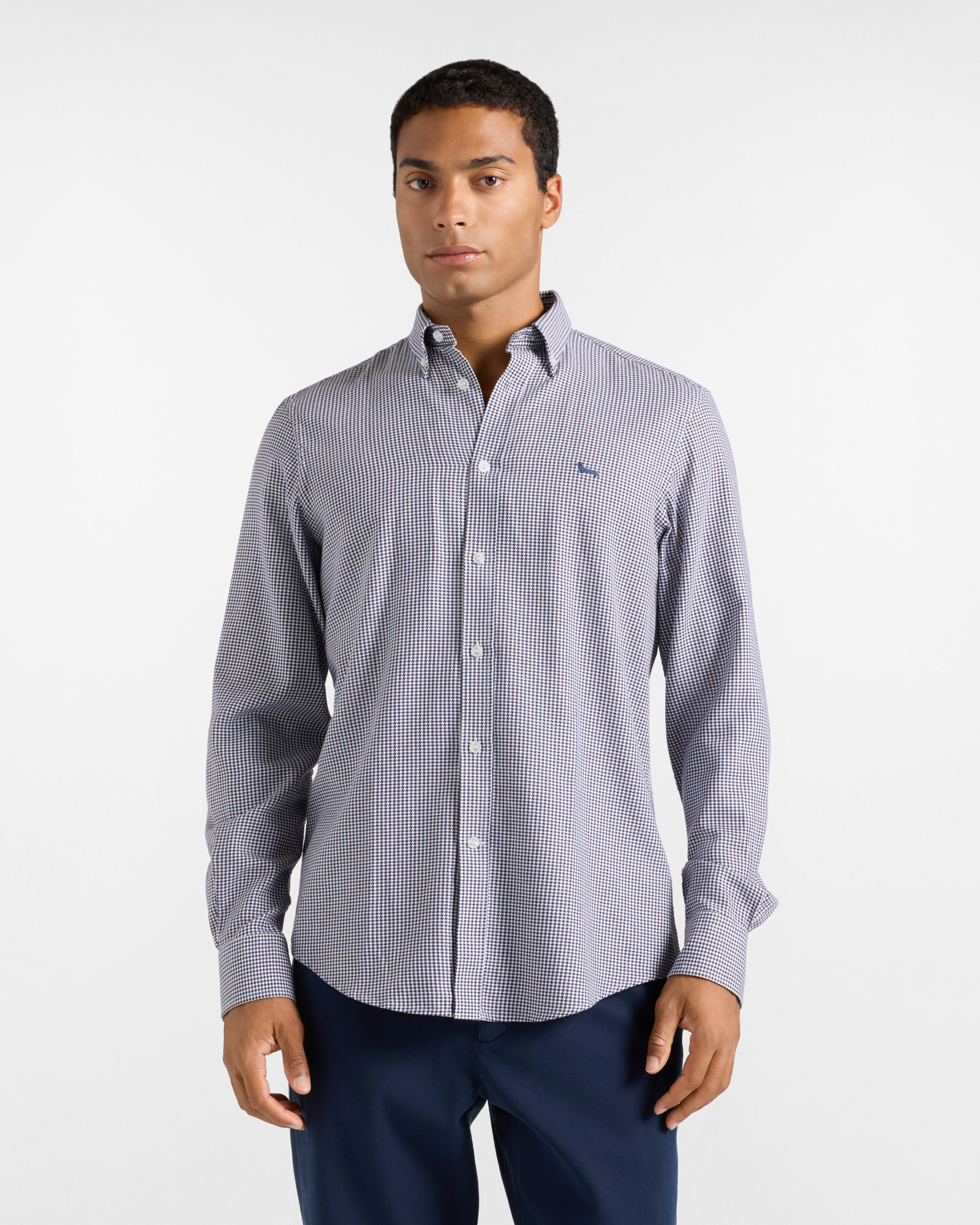 Camicia Uomo armaturato pied-de-poule Regular Fit ciclamino