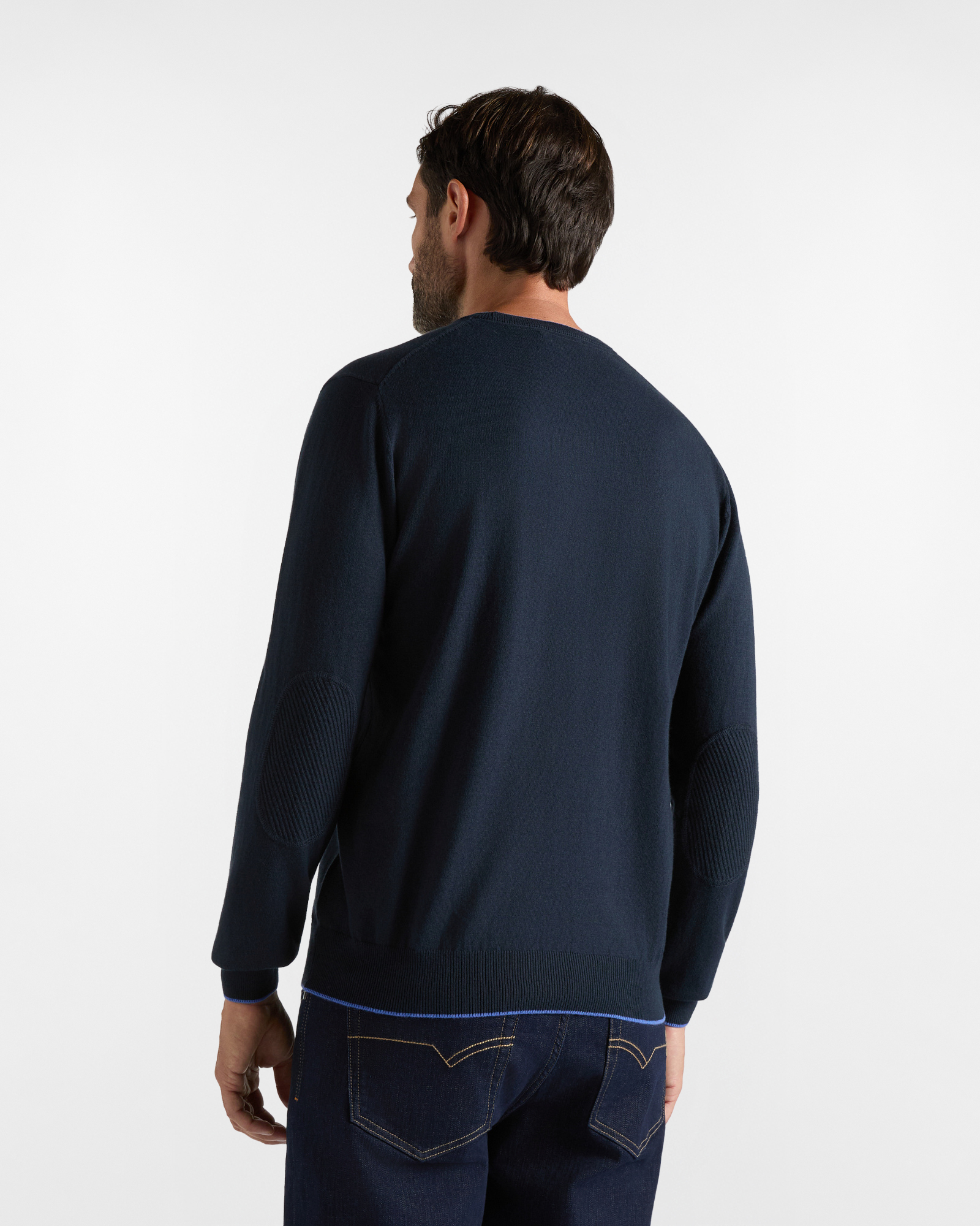 Maglia Girocollo HBJ Uomo in misto lana e cashmere, BLU SCURO, large
