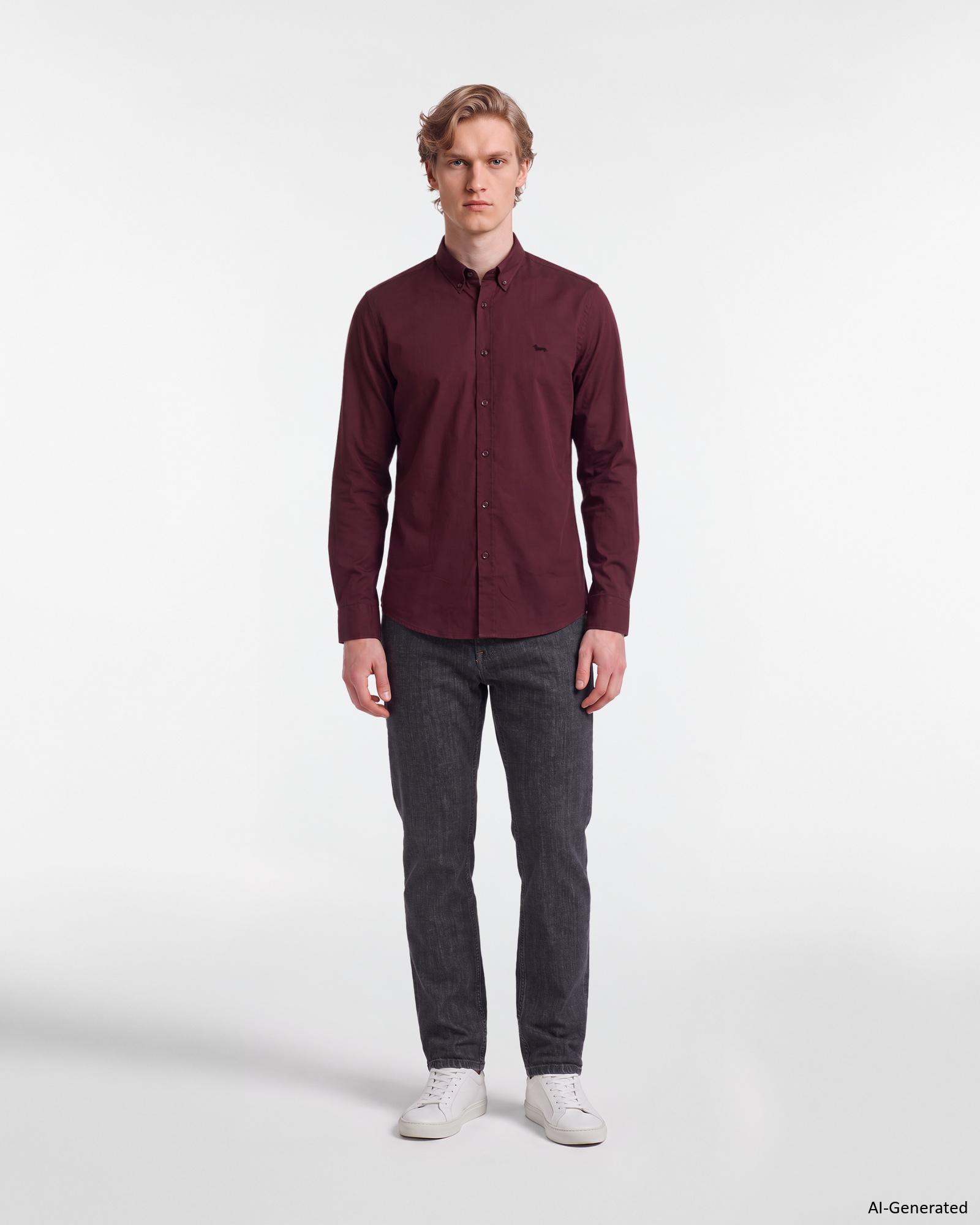 Camicia Uomo popeline Regular Fit, BORDEAUX, large