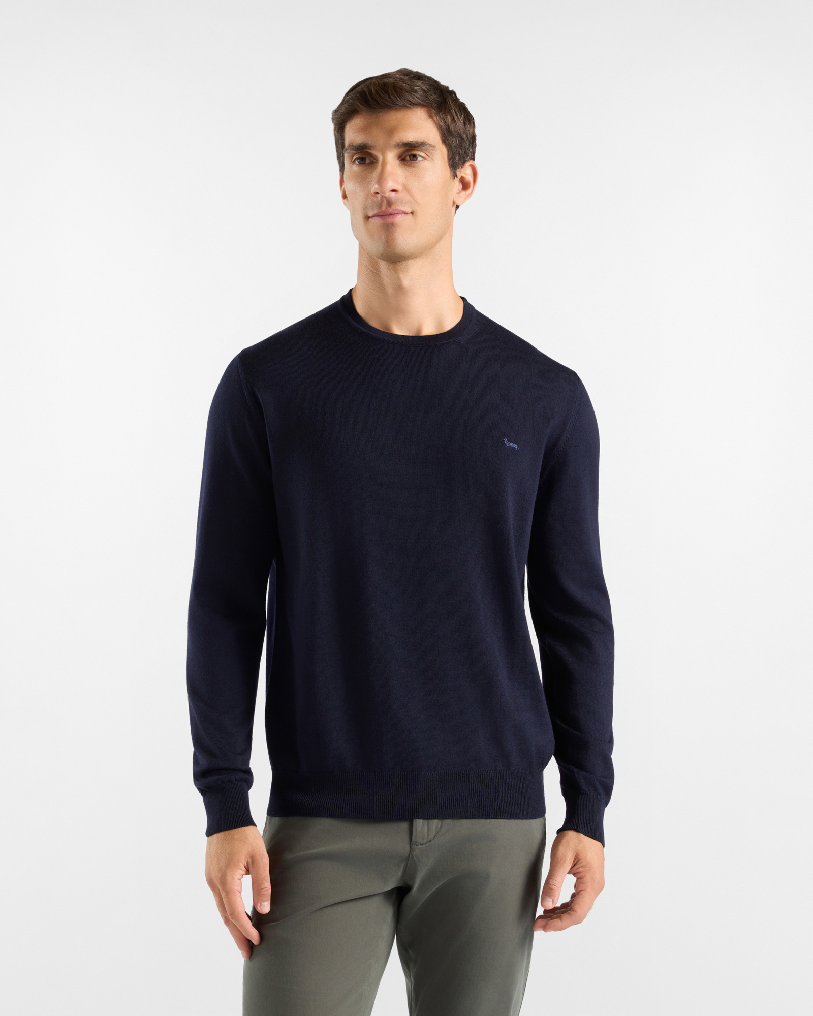Maglia Uomo in 100% pura lana blu Regular Fit Made in Italy