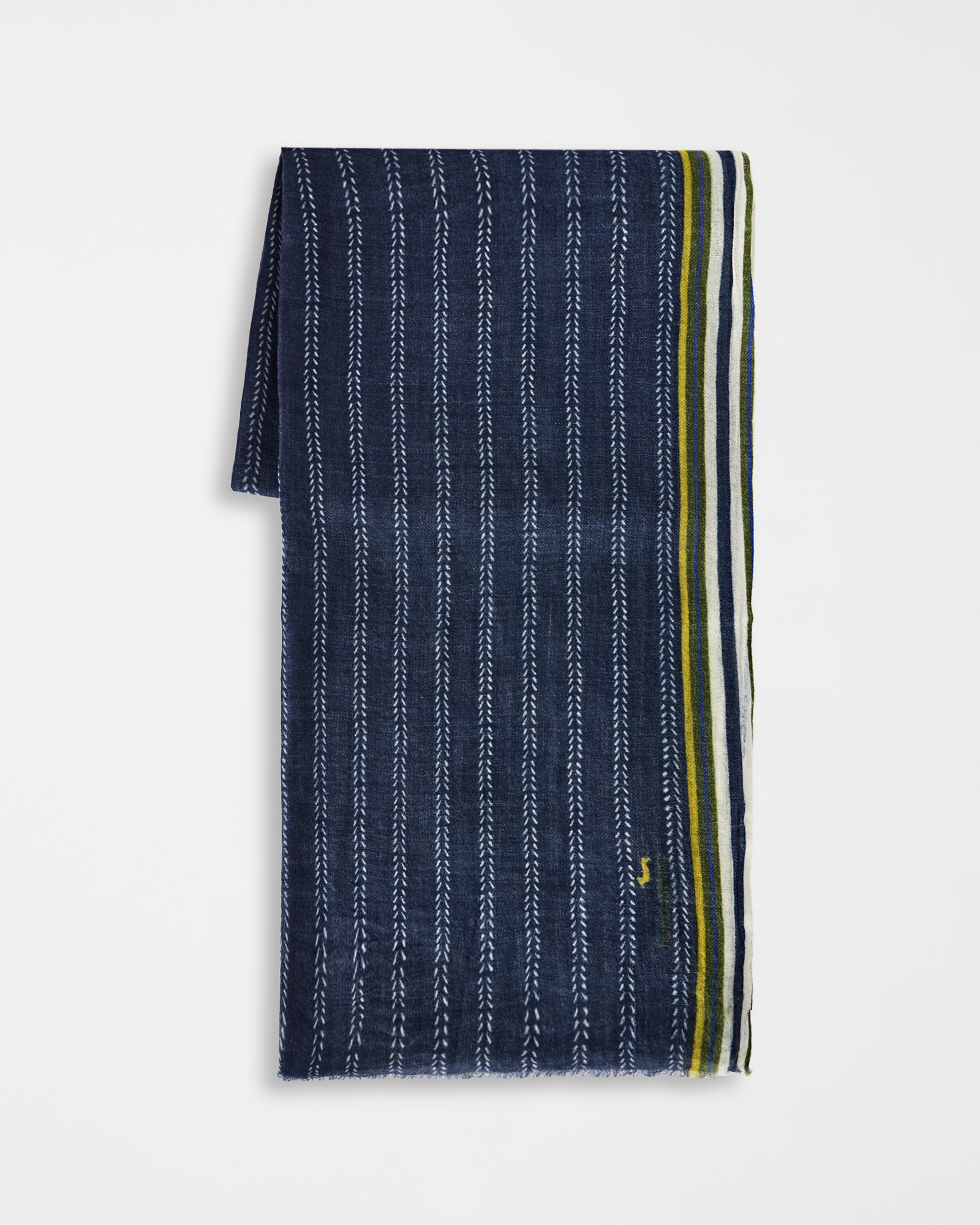 Sciarpa Donna in Lana Blu con Stampa Micro Chevron