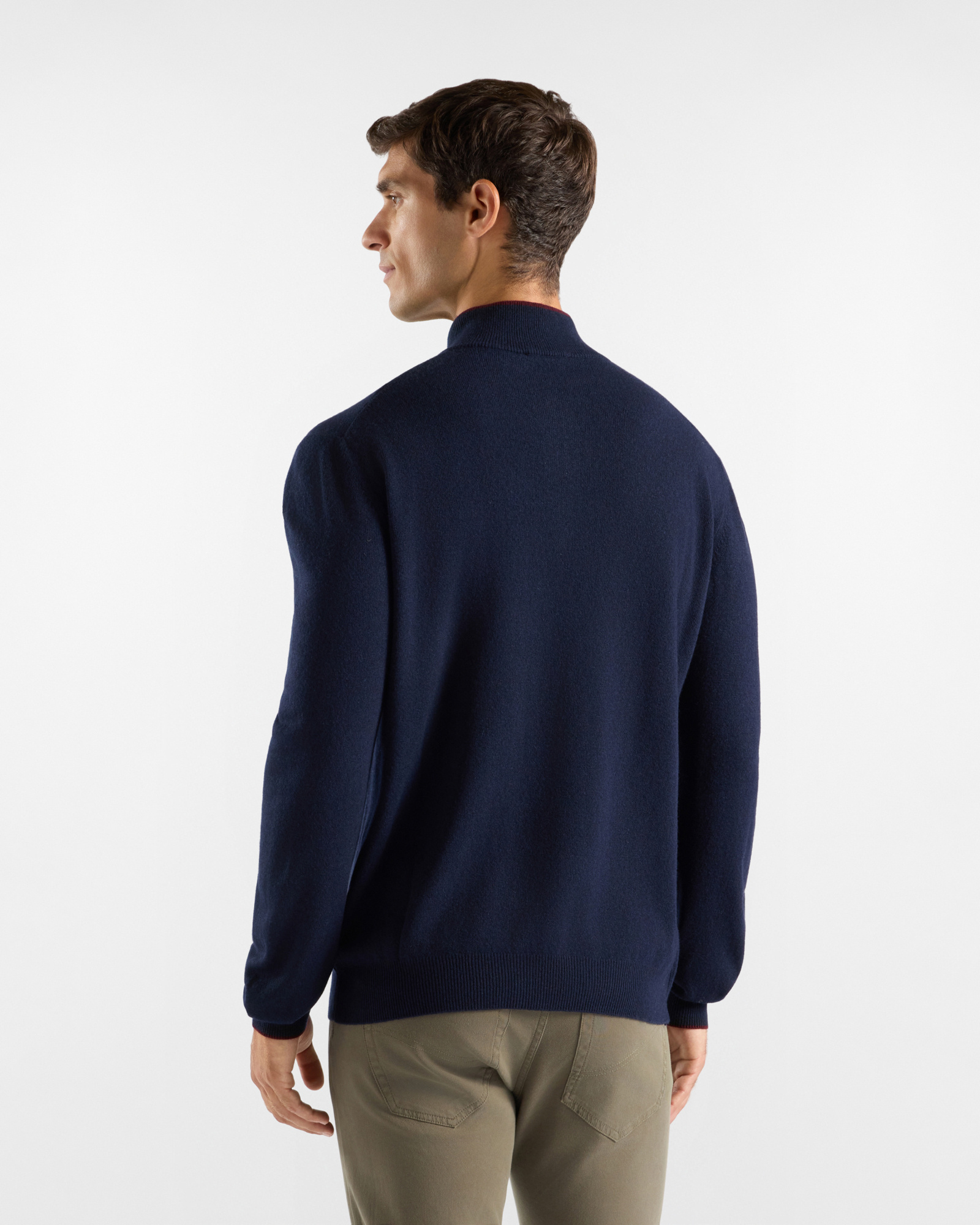 Maglia Uomo con collo alto half zip in misto lana  Regular Fit, BLU NAVY, large