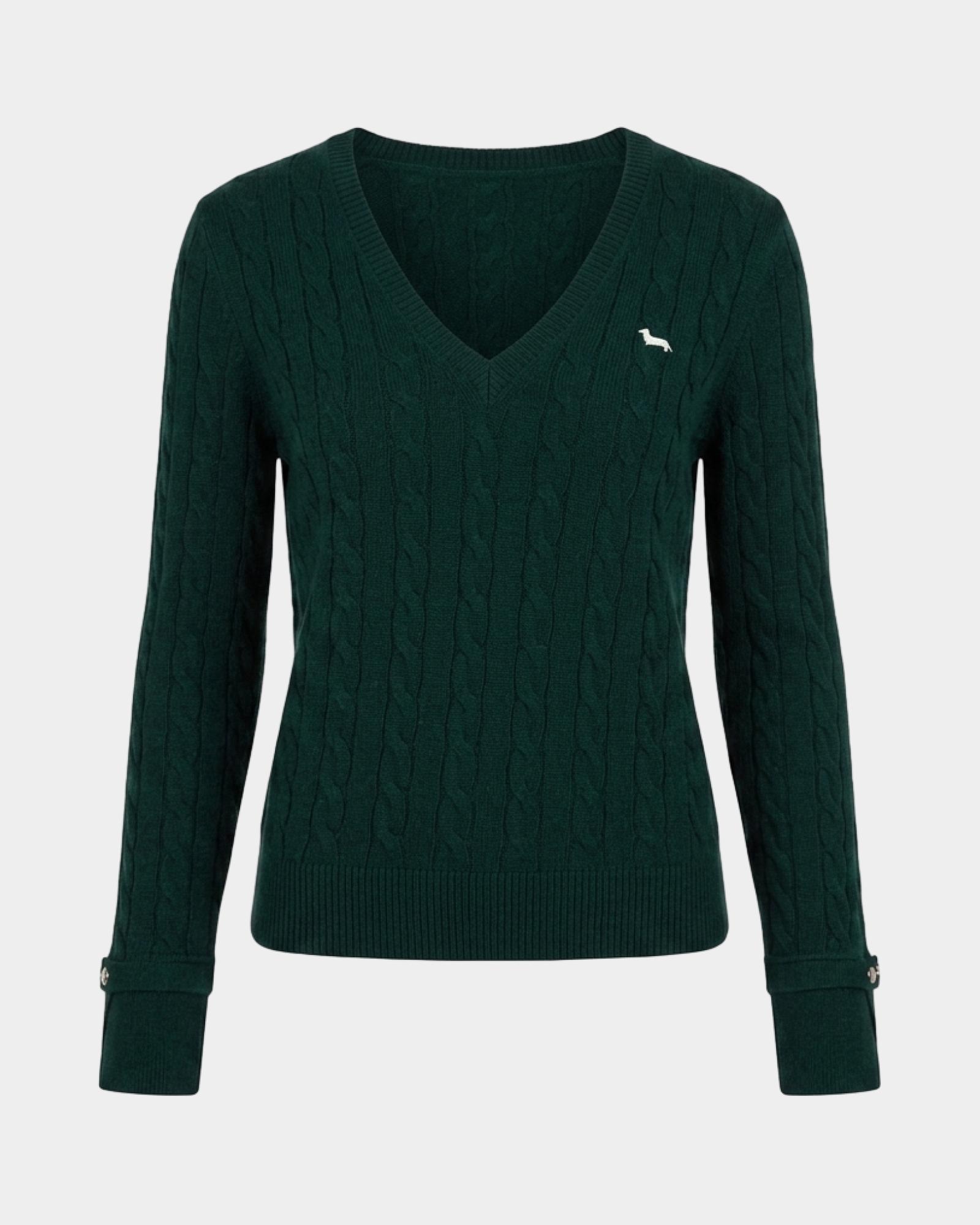 Maglia Donna con scollo a V in misto lana con cachemire  Regular Fit, VERDE, large