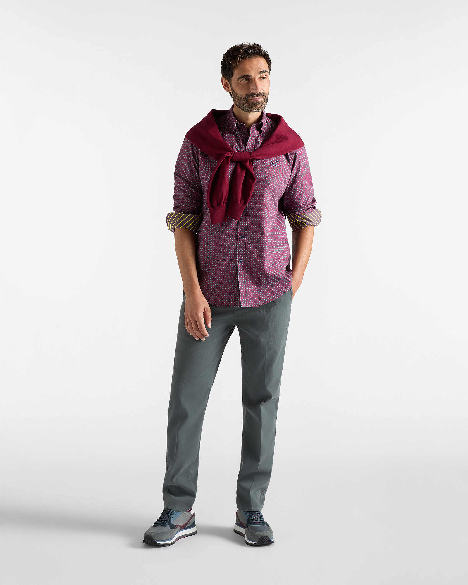 Camicia Uomo con microstampa cravatteria Regular Fit, INDIAN ROSE, large