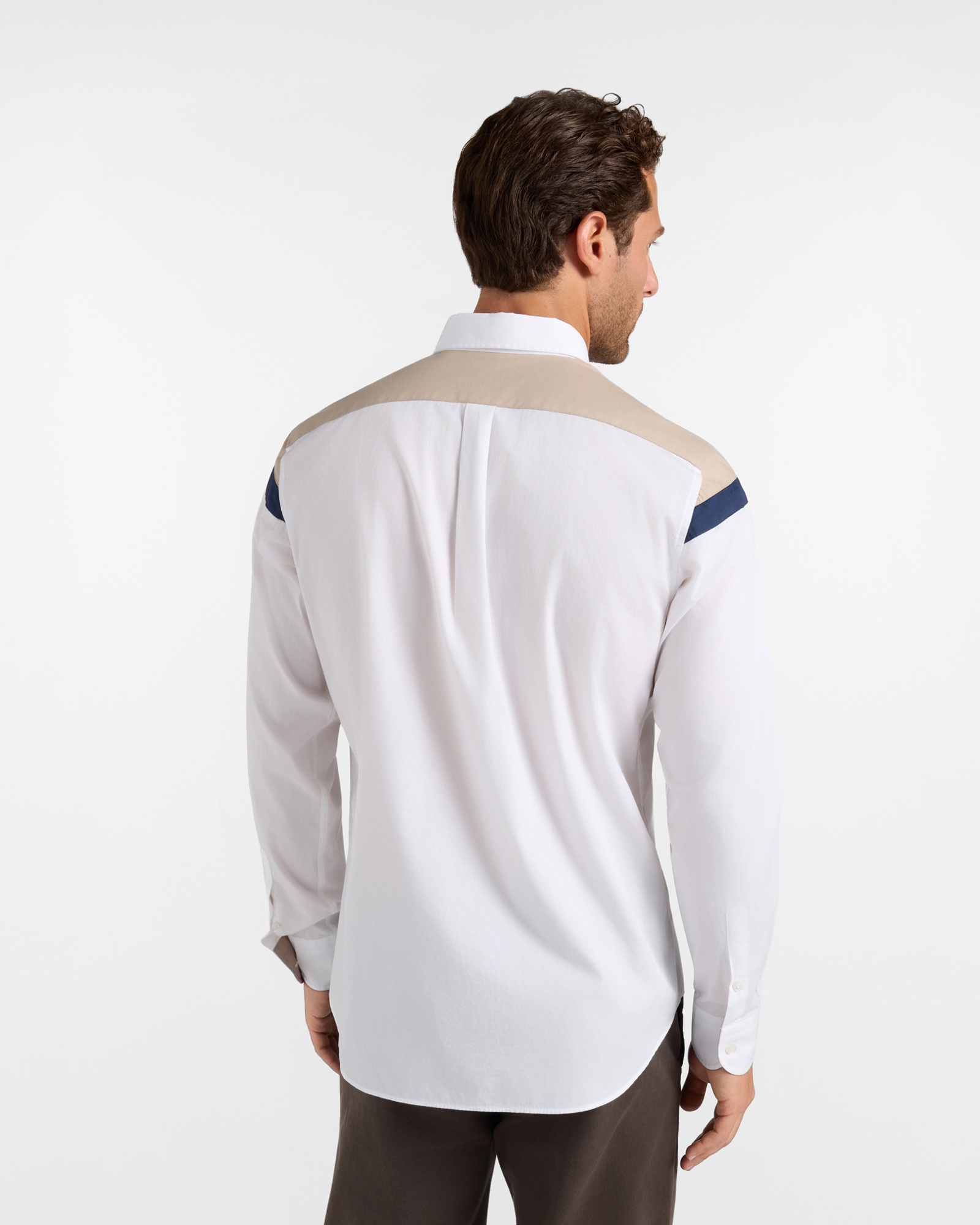 Camicia Uomo popeline peach con fasce Regular Fit, BIANCO, large