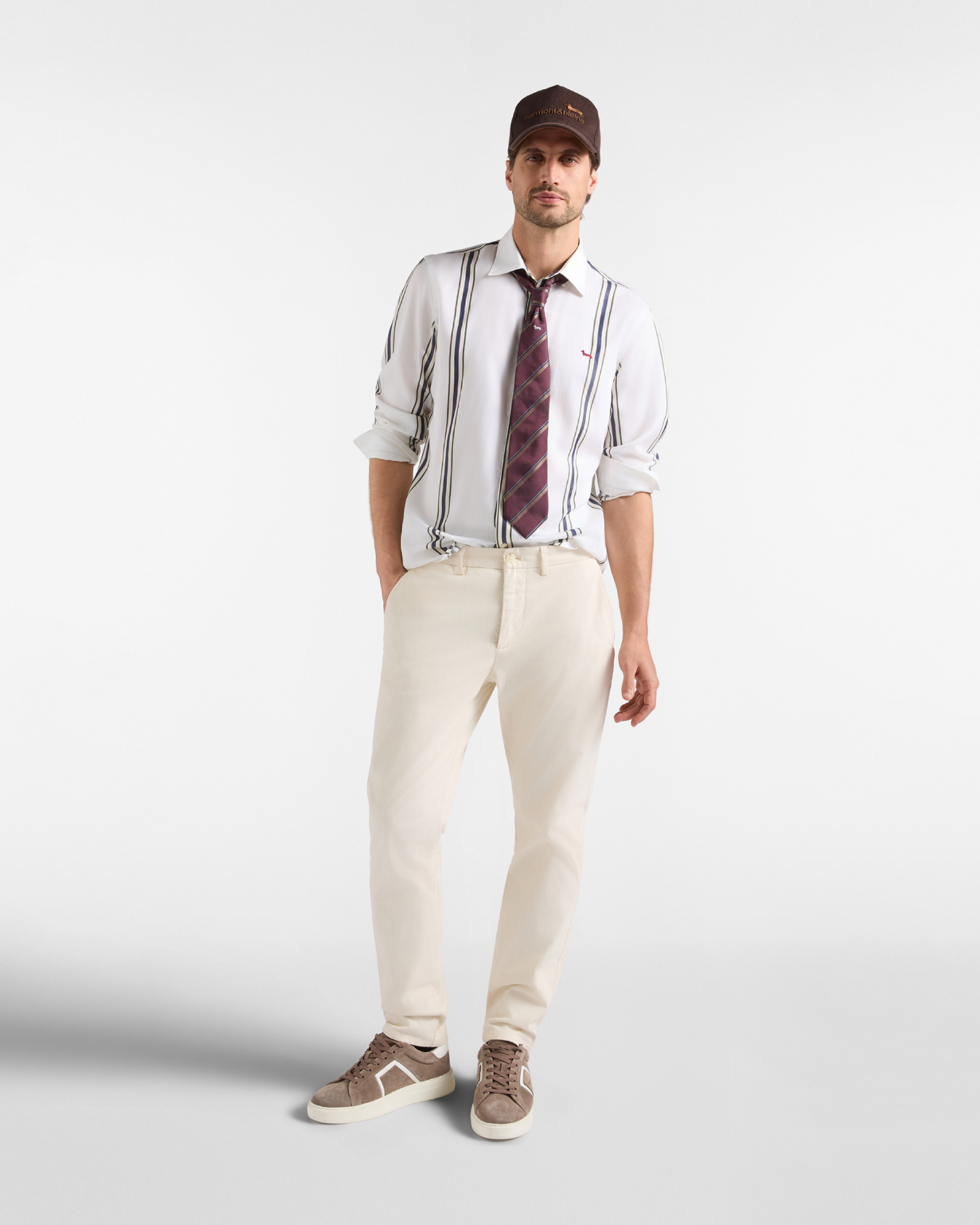 Pantalone Chino Uomo in cotone stretch Narrow Fit, TORTORA, large