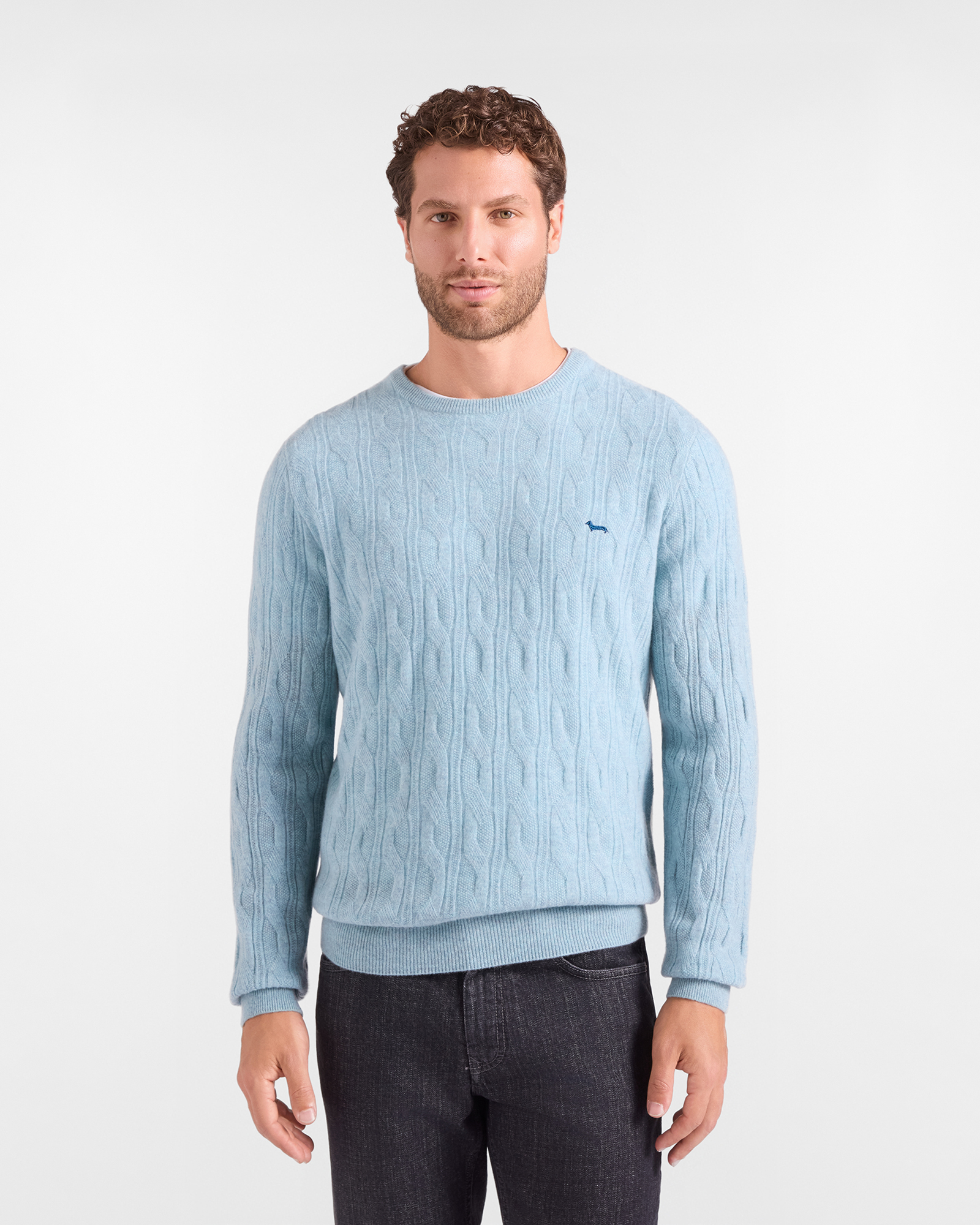 Maglia Uomo in 100% puro cashmere blu Regular Fit Made in Italy