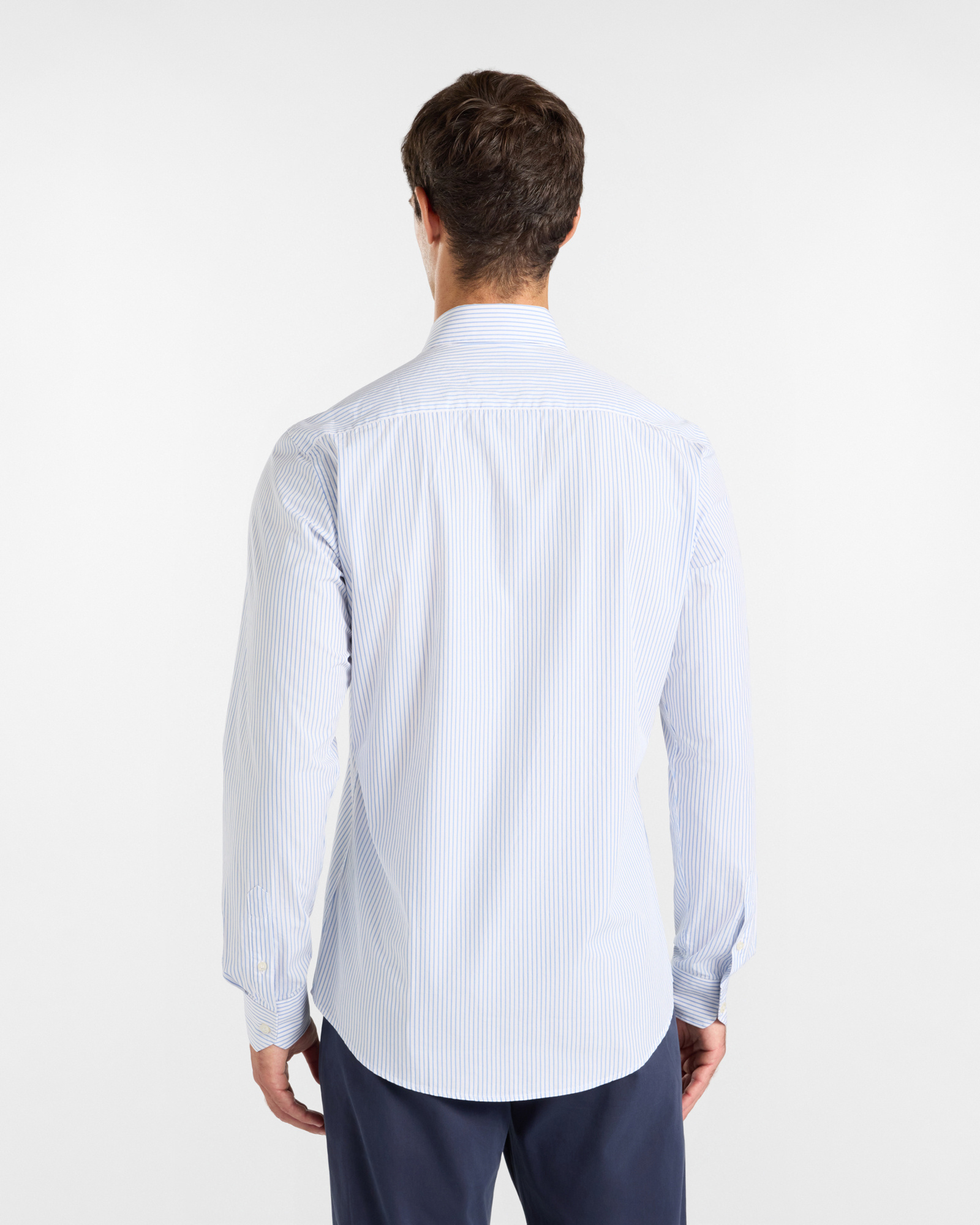 Camicia Uomo a righe su fondo  tinto filo Narrow Fit, SKY, large
