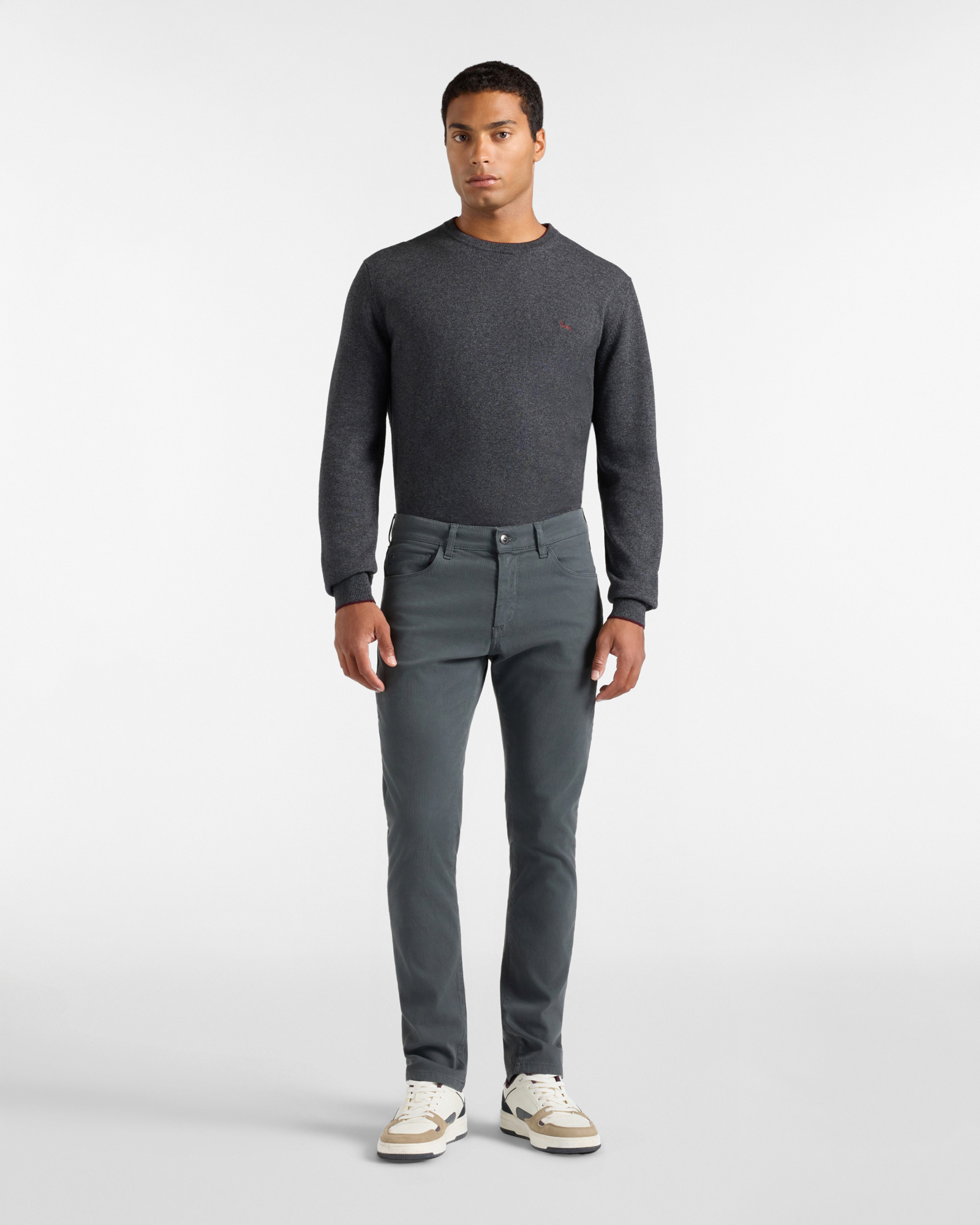 Pantalone Jeans 5 tasche Uomo in cotone stretch grigio Slim Fit Made in Italy, GRIGIO, large
