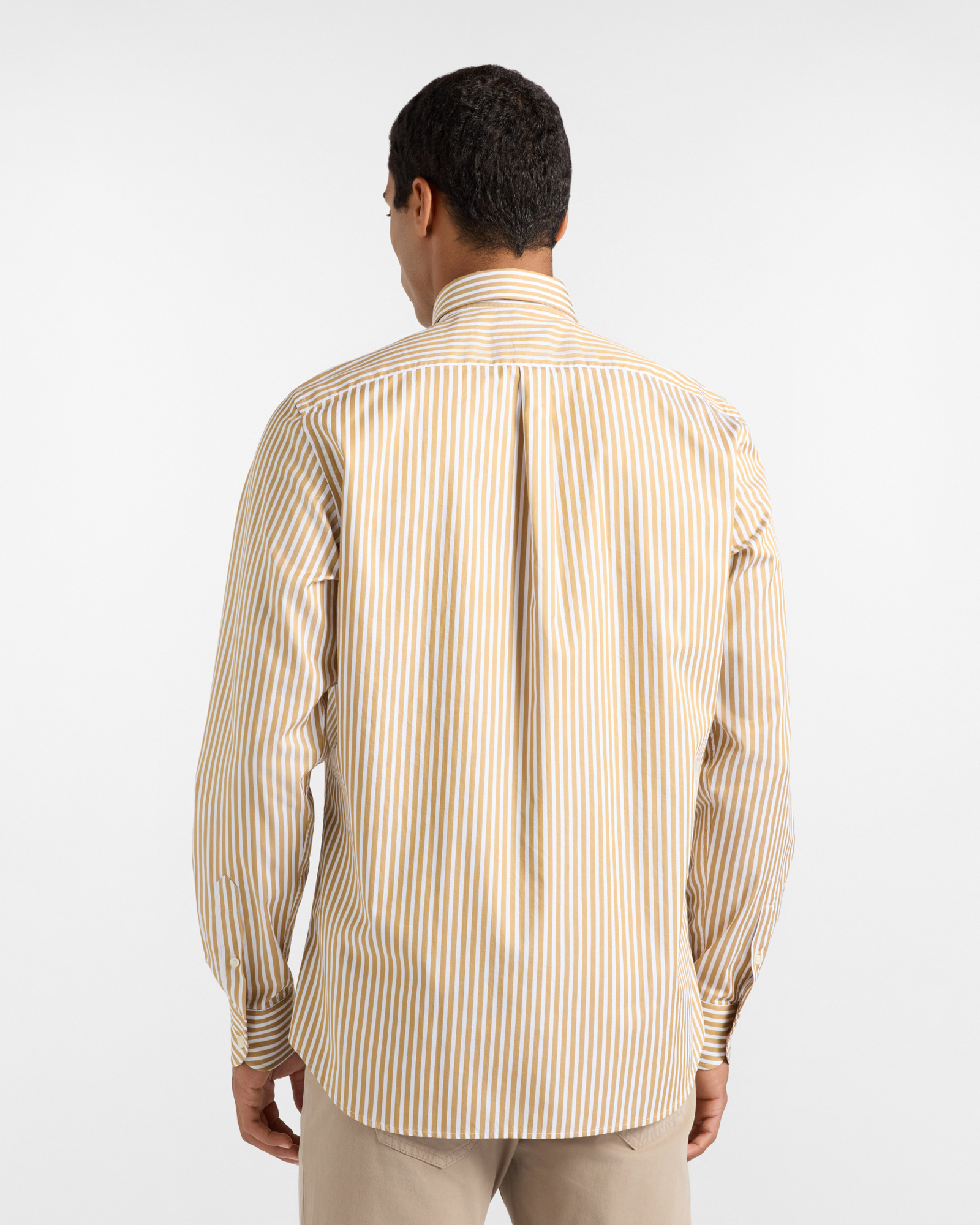 Camicia Uomo in twill con riga raso Regular Fit Turchese, MARRONE SCURO, large
