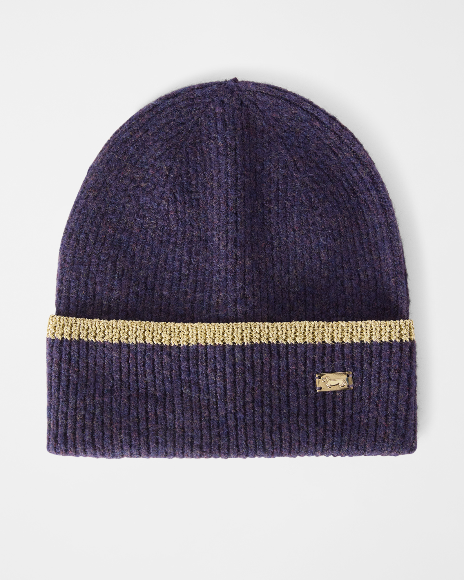 Beanie Donna con righe a contrasto tortora