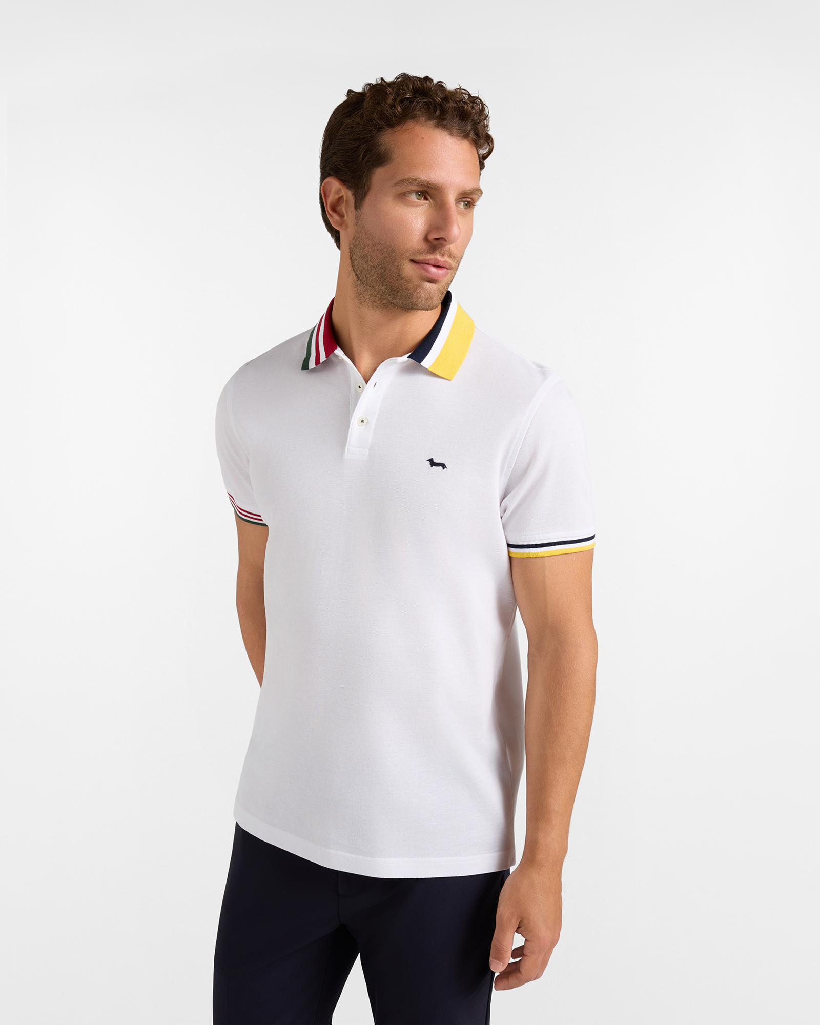 Polo da uomo manica corta in piquet mercerizzato di 100% puro cotone bianco