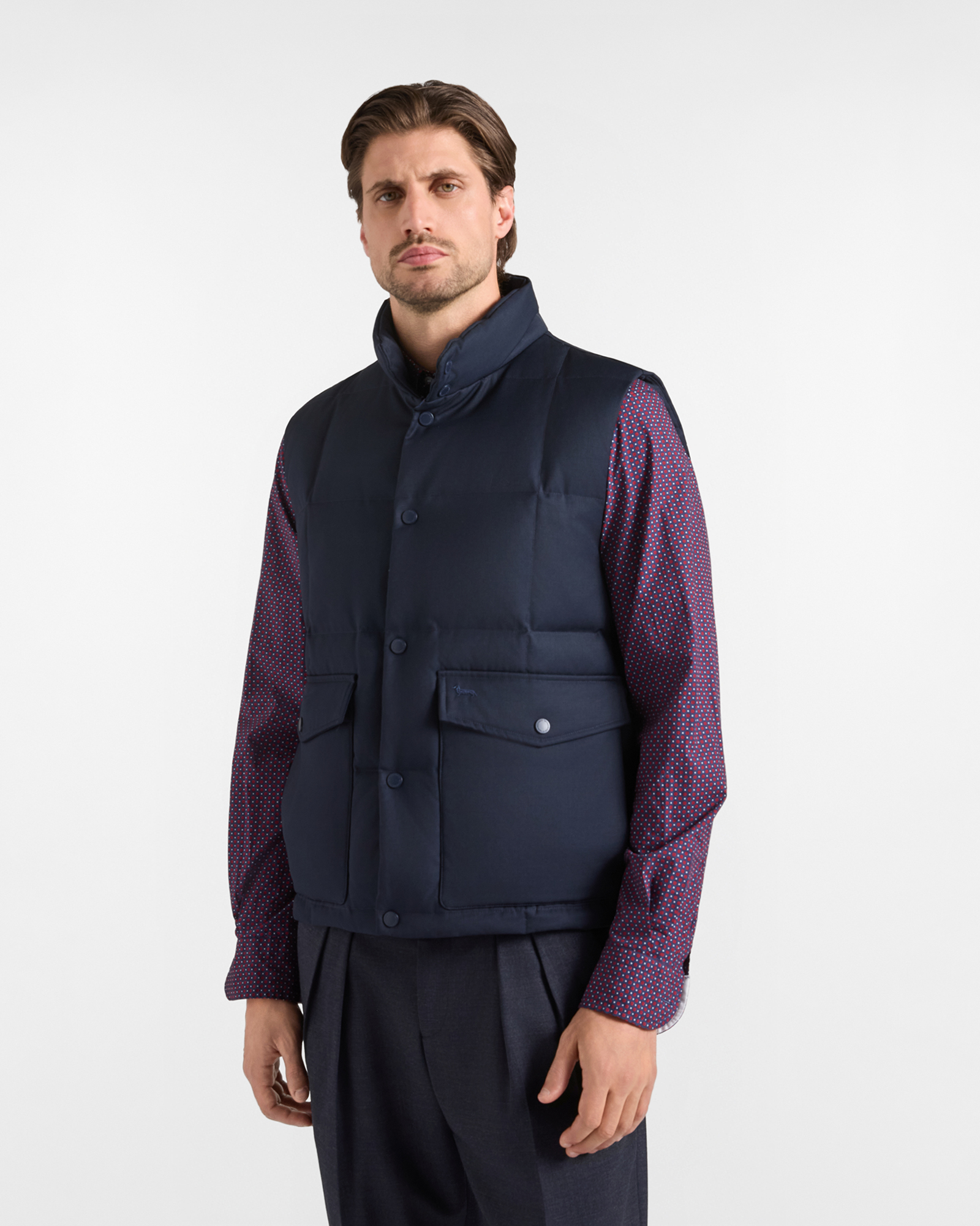Gilet Uomo imbottito in misto lana tecnica blu navy