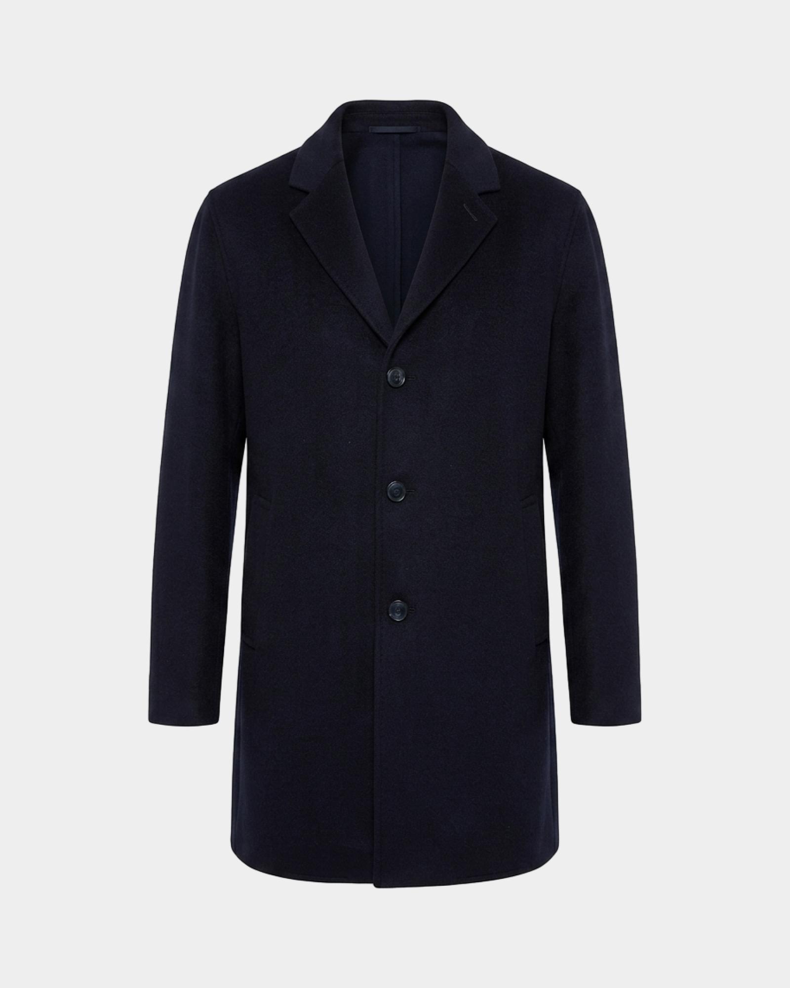 Cappotto da uomo monopetto in pura lana, BLU NAVY, large