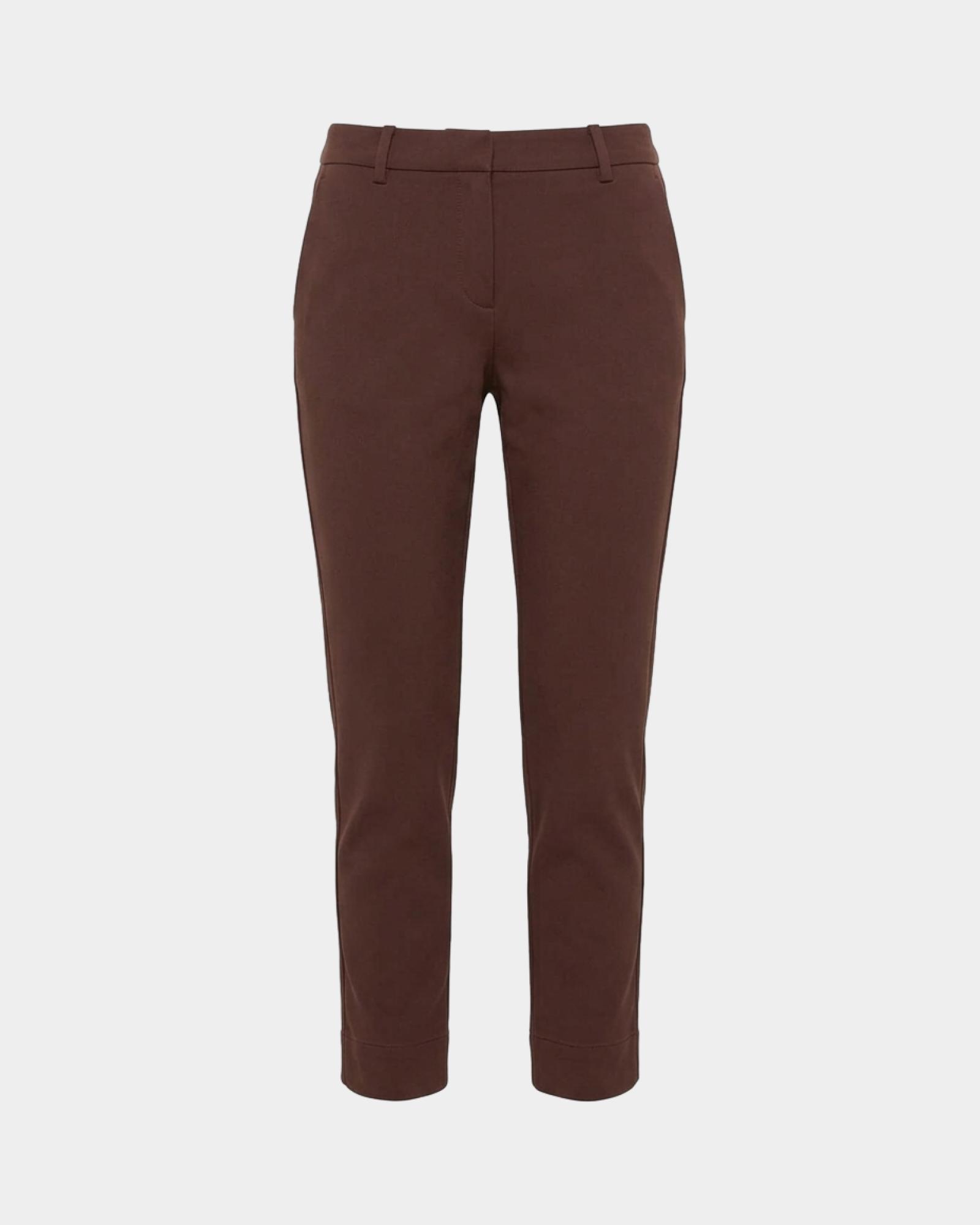Pantalone Donna in cotone stretch Slim Fit, MARRONE, large