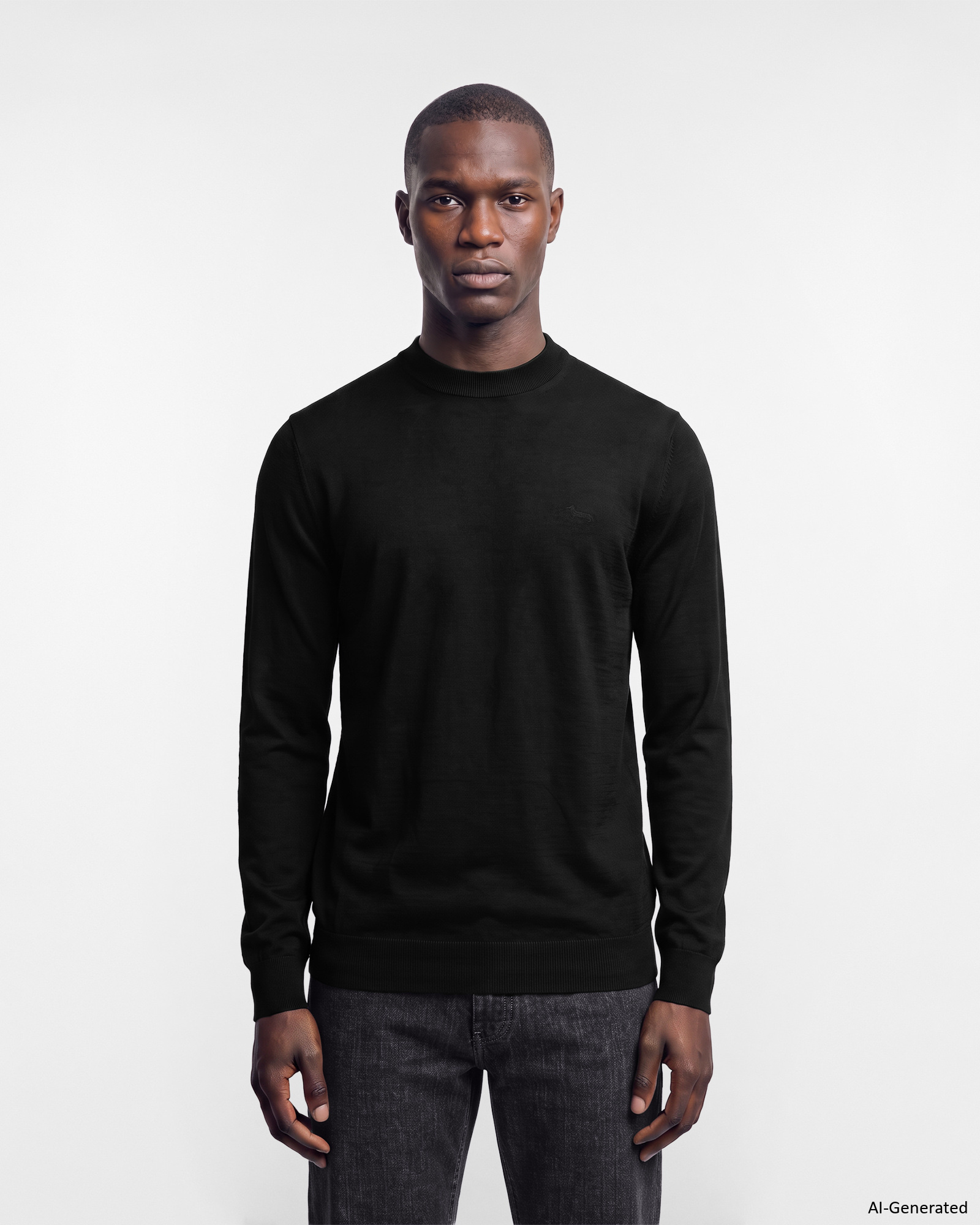 Maglia Uomo in 100% pura lana nero Regular Fit