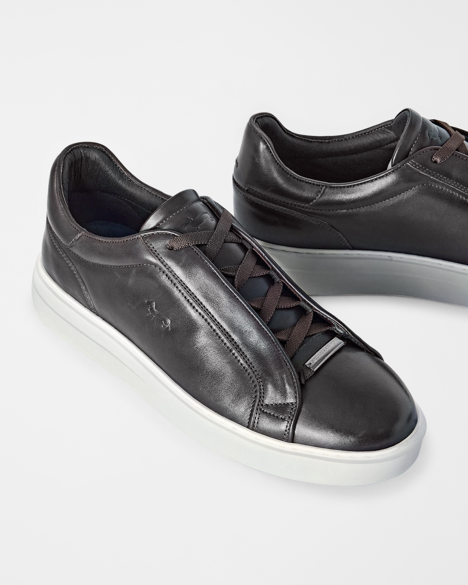 Sneaker Uomo slip-on in vera pelle, TESTA DI MORO, large