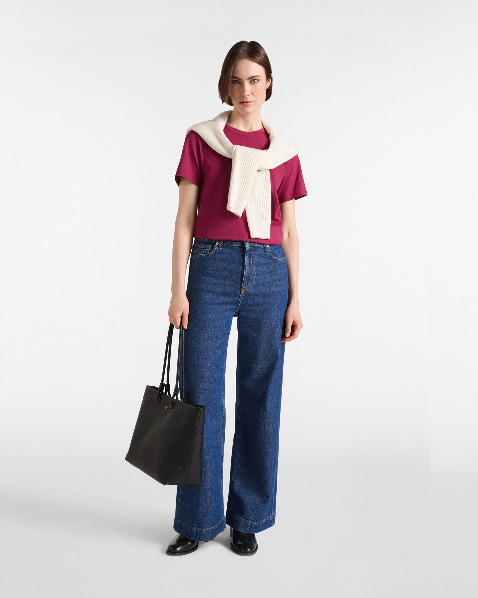 T-shirt Donna girocollo in 100% puro cotone, CICLAMINO, large