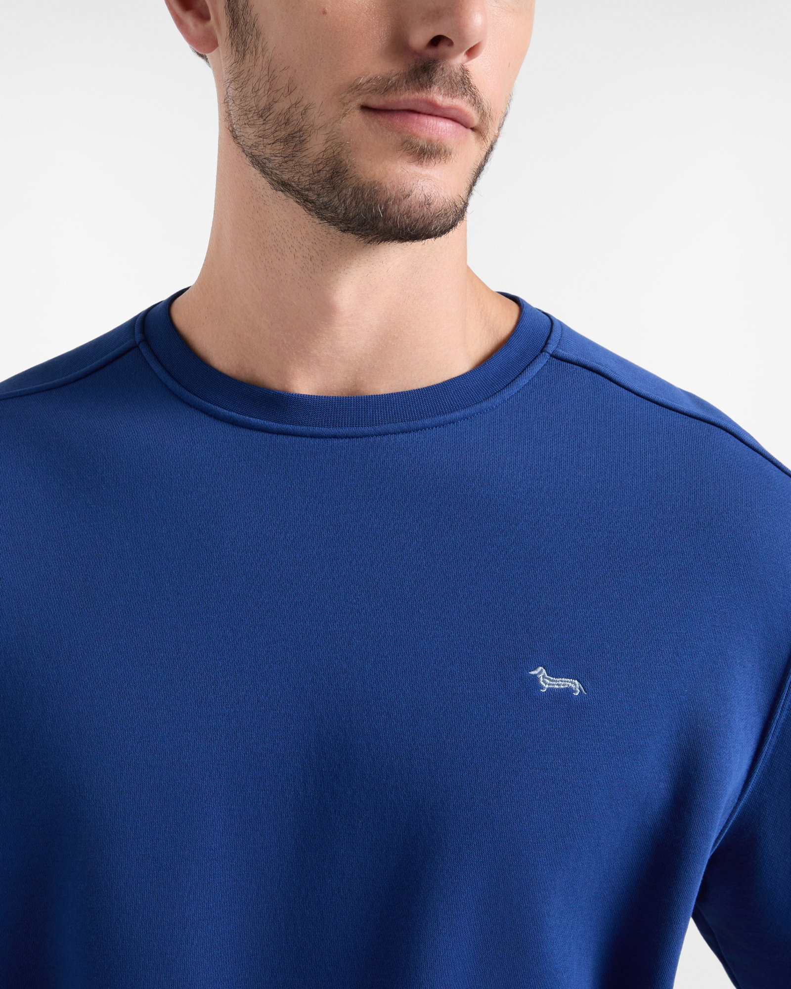 Felpa Uomo girocollo in felpa garzata Regular Fit, BLU SPORT, large