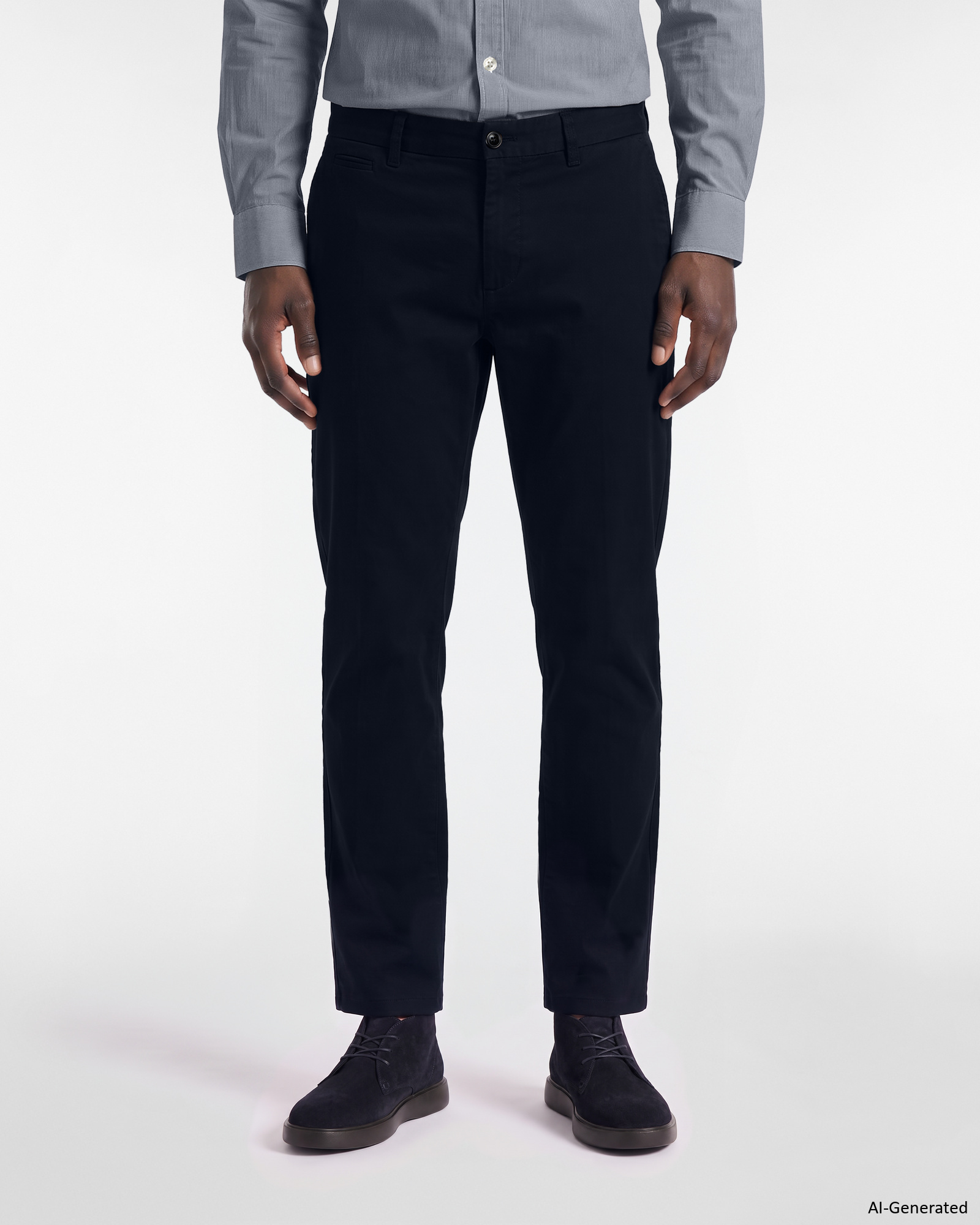 Pantalone Chino Uomo in cotone stretch Slim Fit, BLU NAVY, large