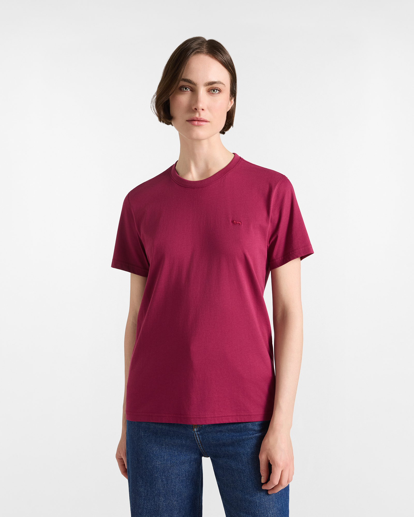 T-shirt Donna giricollo in 100% puro cotone ciclamino