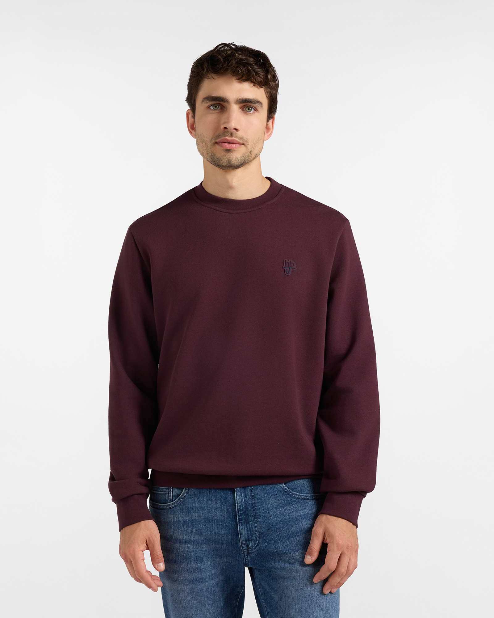 Felpa HBJ Uomo con patch logo in misto cotone bordeaux