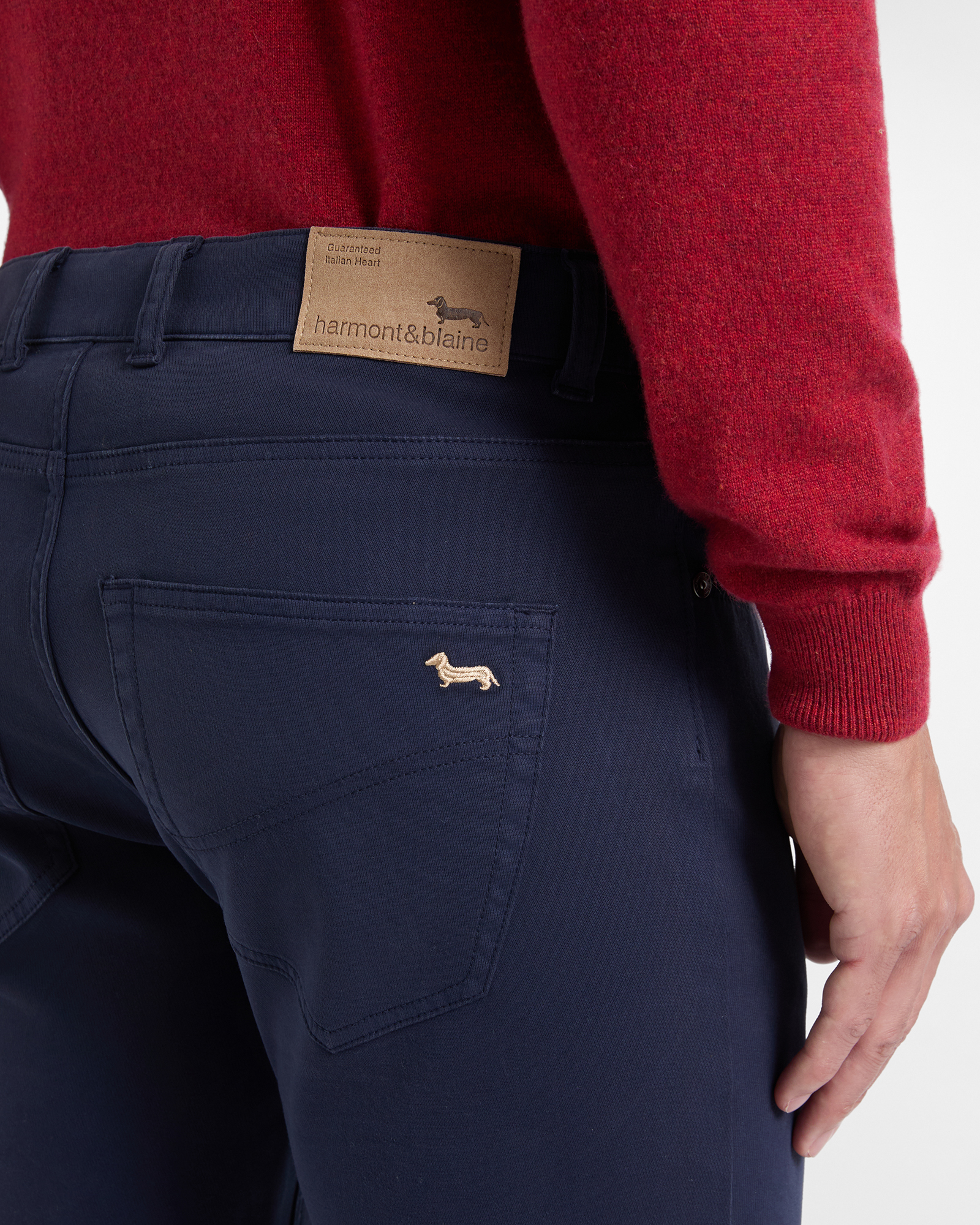 Pantalone 5 tasche Uomo in cotone stretch Narrow Fit, BLU NAVY, large