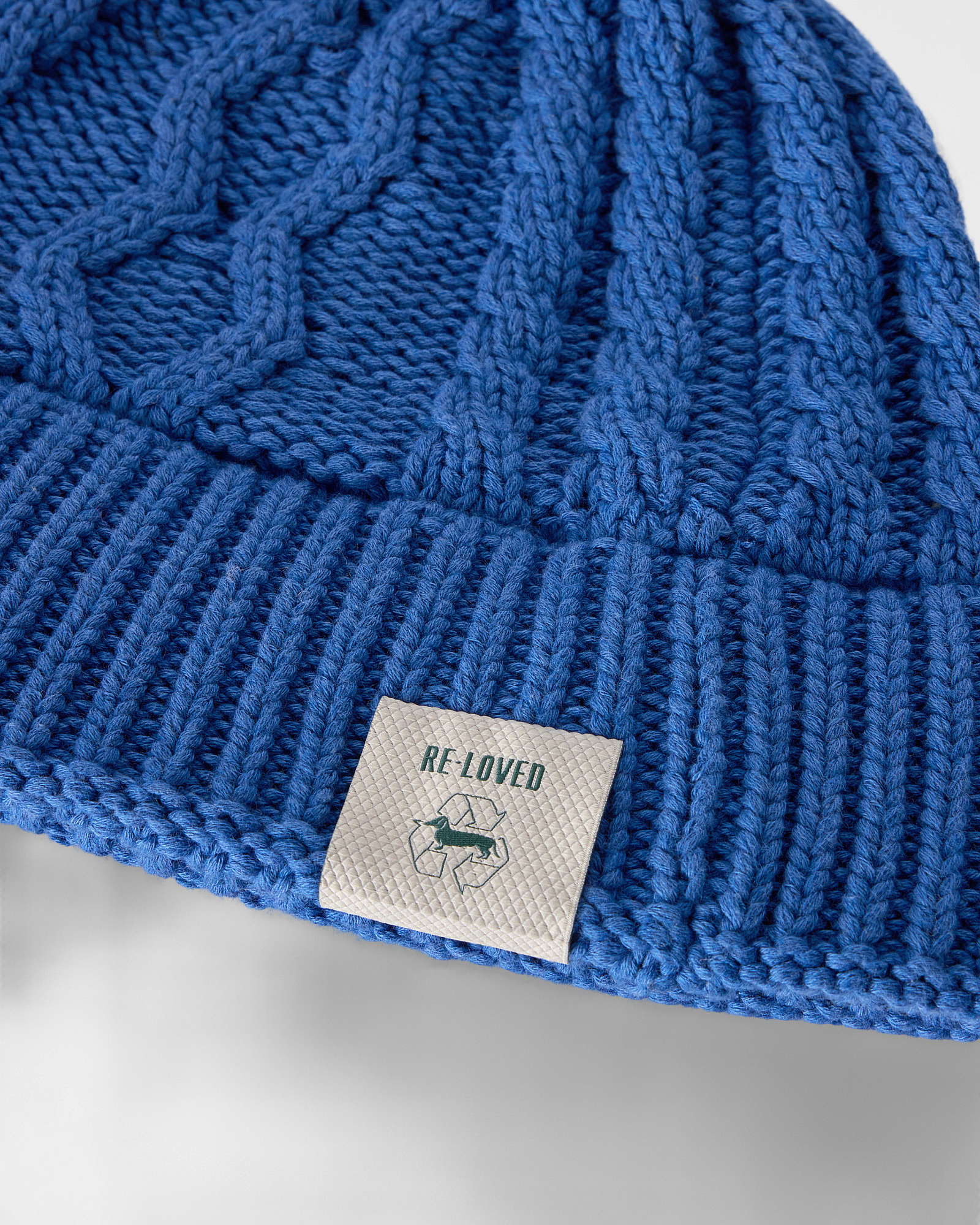 Beanie Uomo Aran a Trecce in Misto Lana Capsule Re-Loved Made in Italy, BLUETTE, large