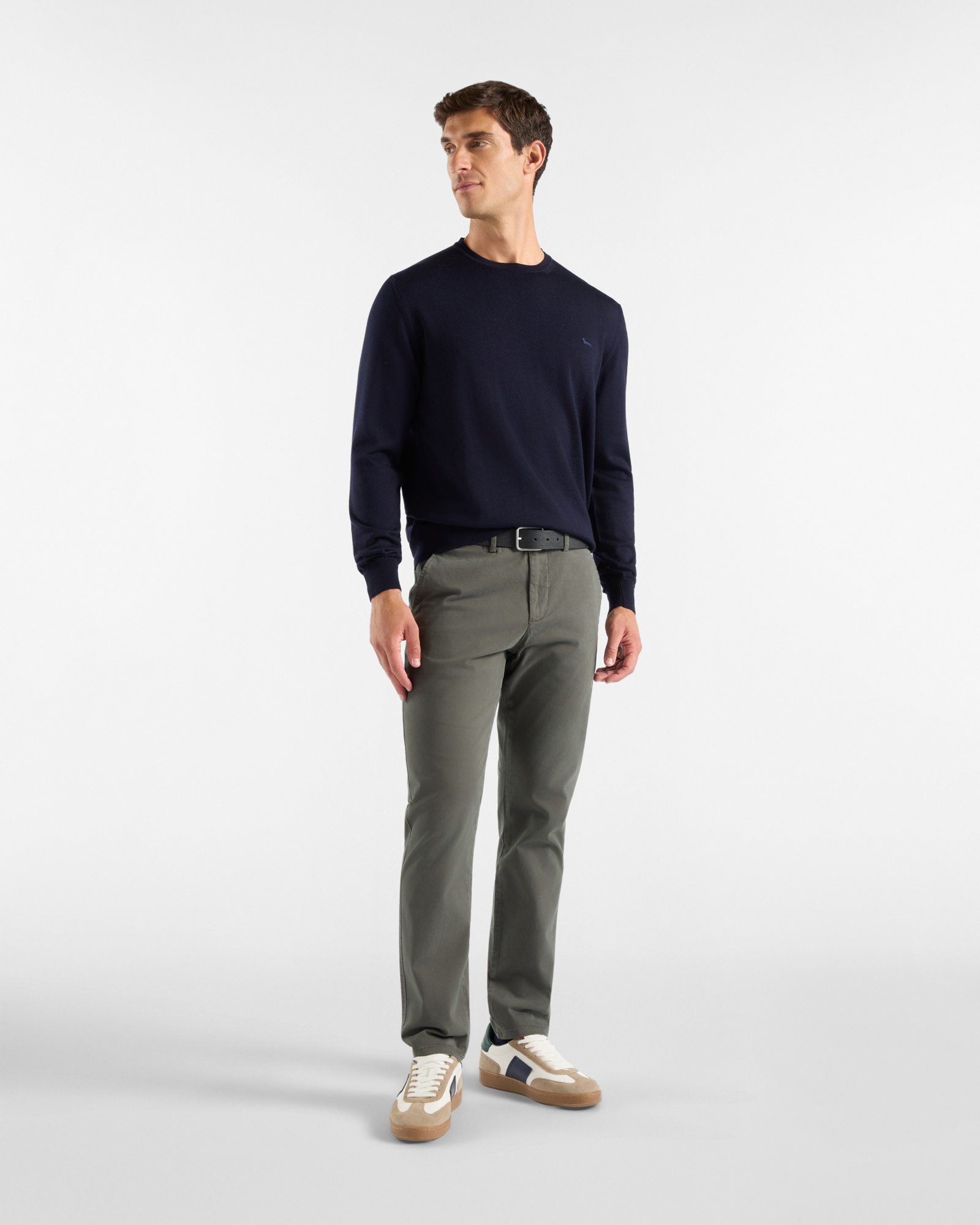 Pantalone Chino Uomo in cotone stretch Narrow Fit, VERDE SCURO, large