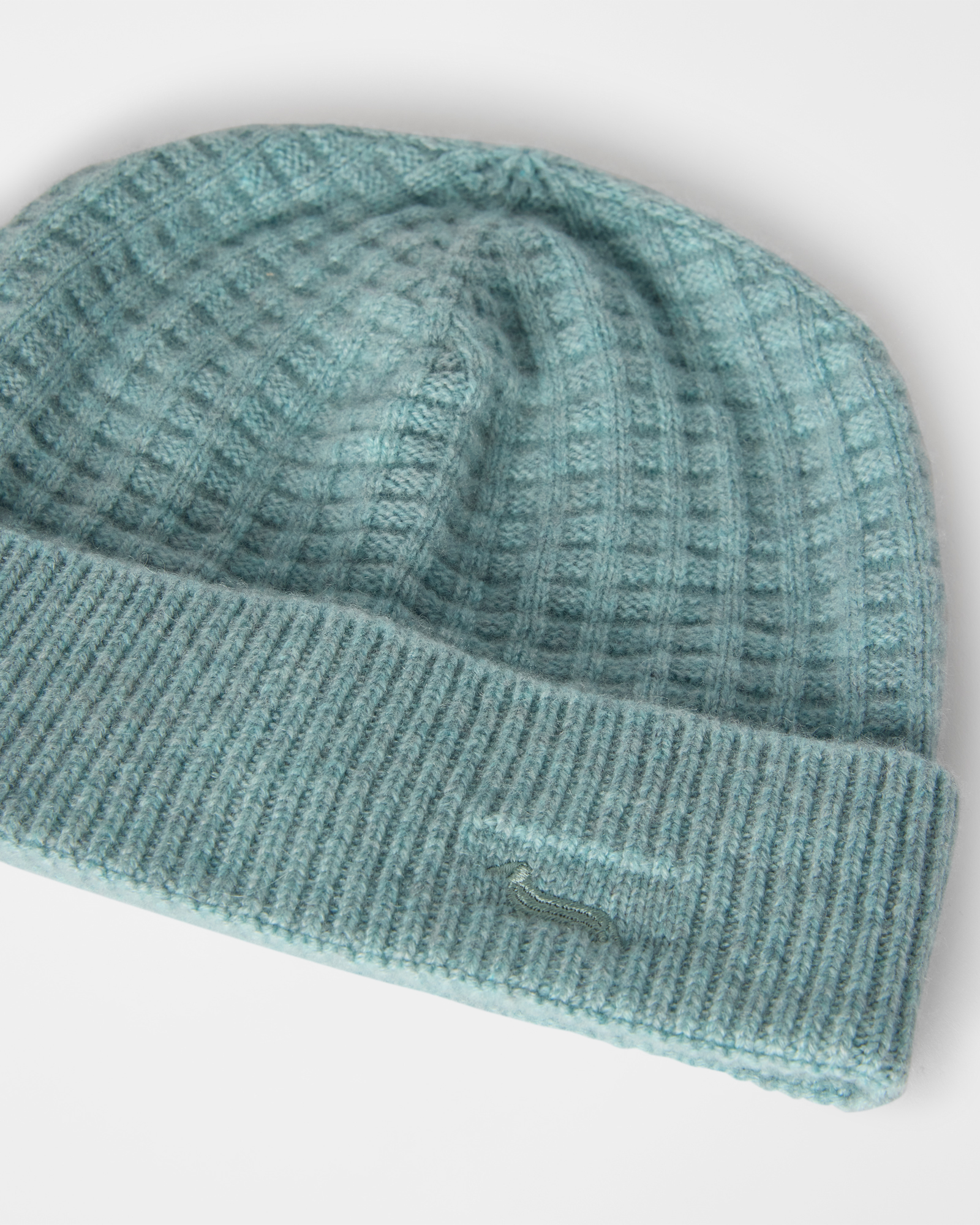 Beanie Uomo in puro cashmere punto maglia, AZZURRO, large