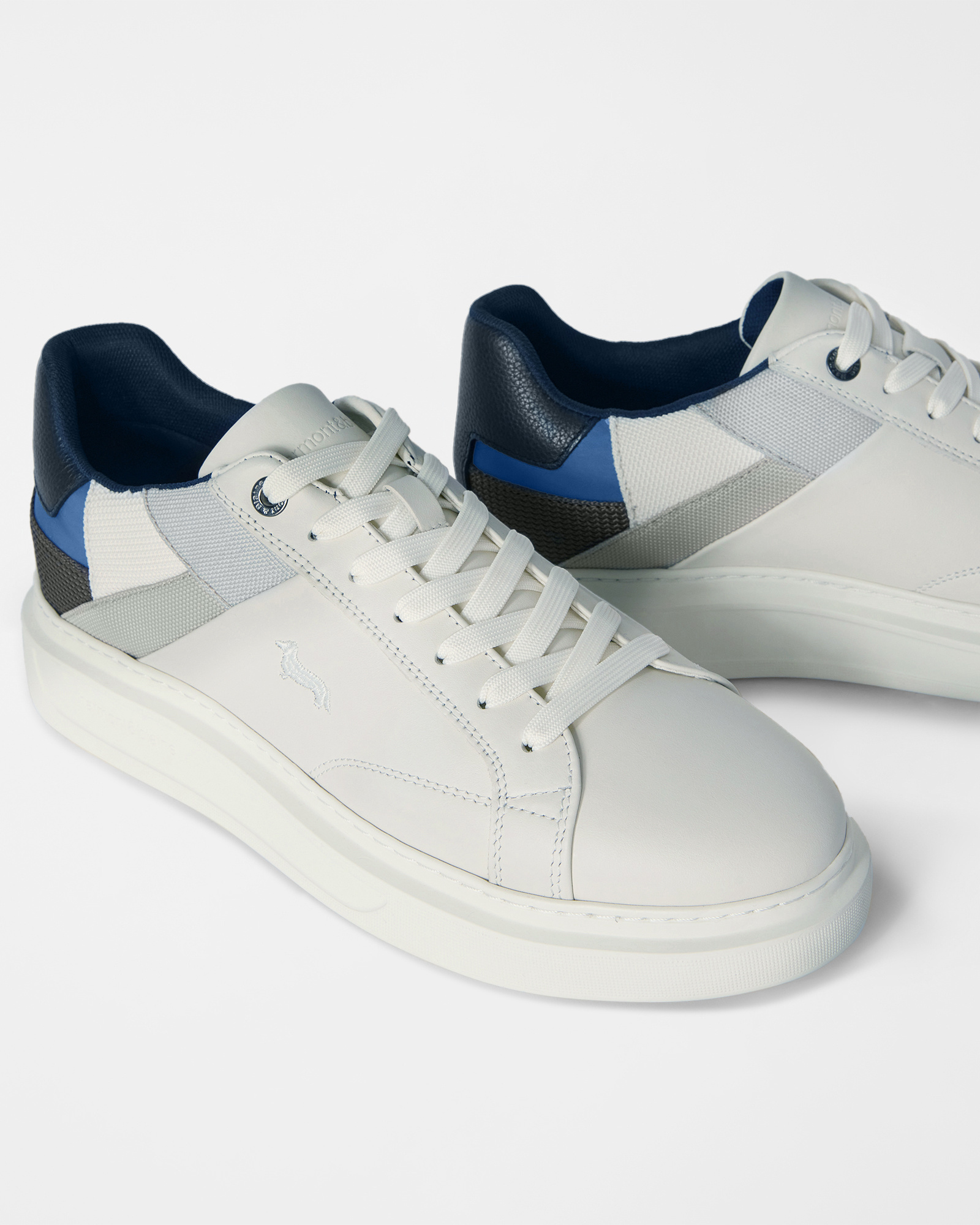 Sneaker Uomo in pelle con inserti tecnici, OFF WHITE - MULTICOLOR, large