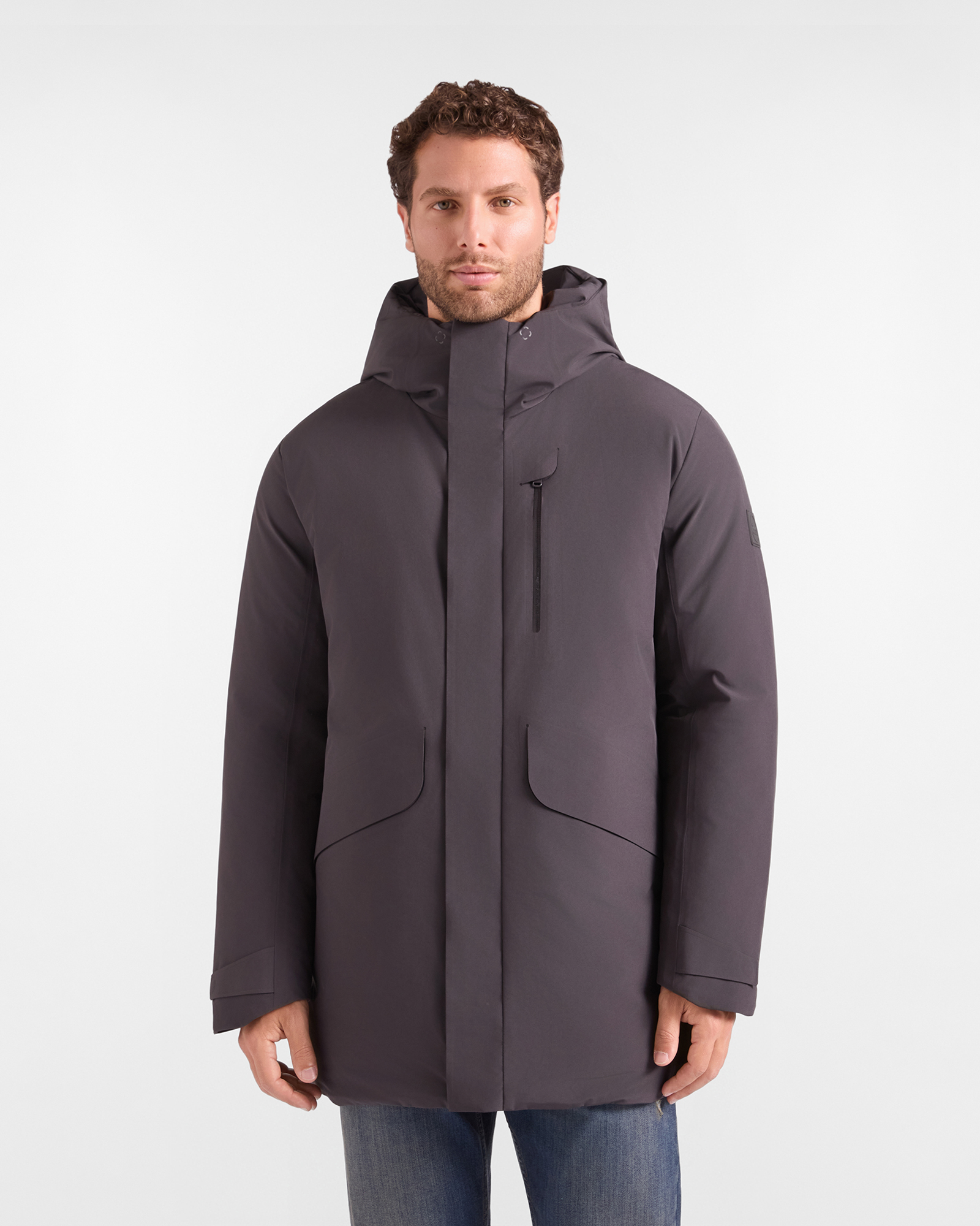 Giubbino Uomo softshell in tessuto tecnico marrone scuro