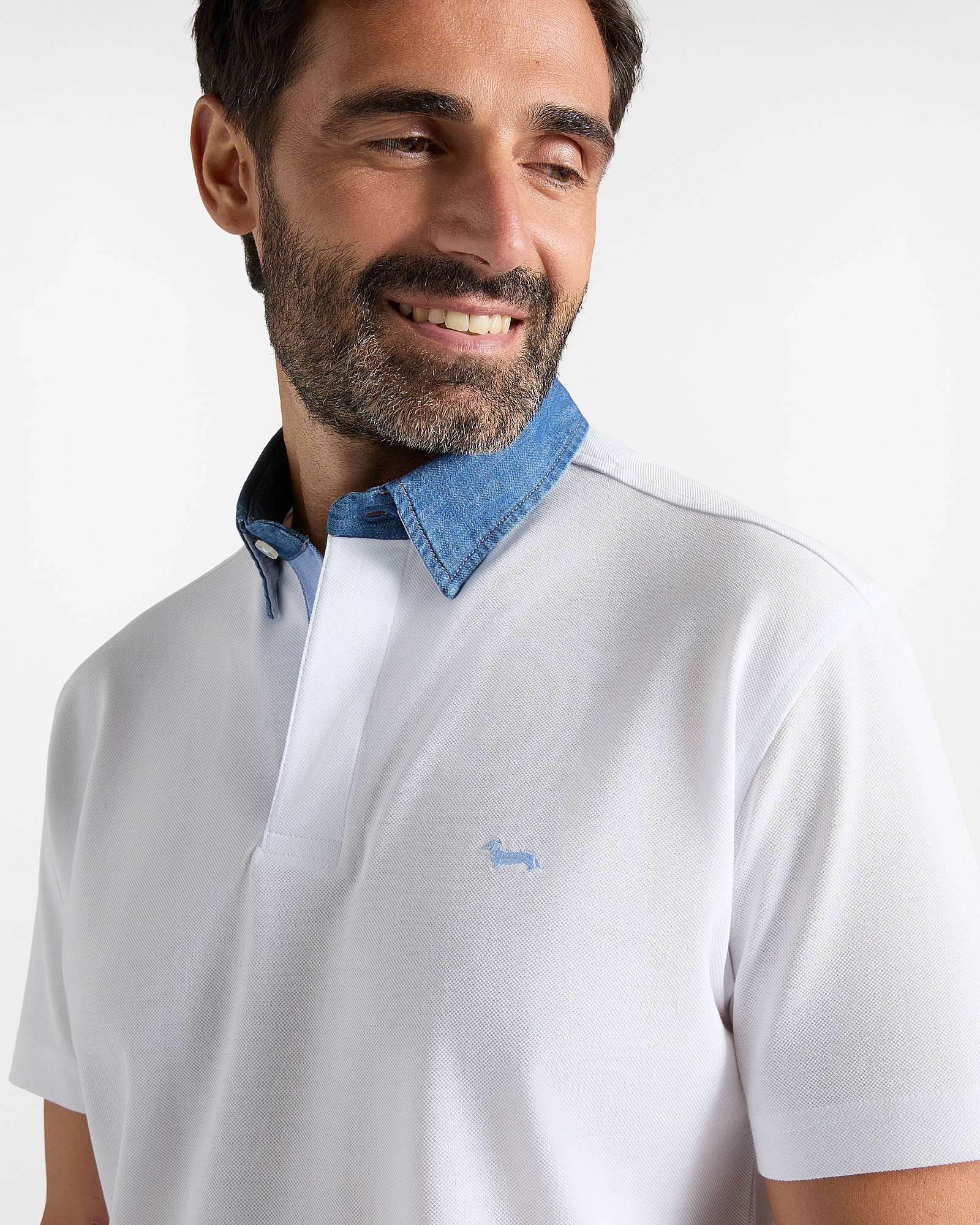 Polo da uomo manica corta in piquet mercerizzato di 100% puro cotone, BIANCO, large